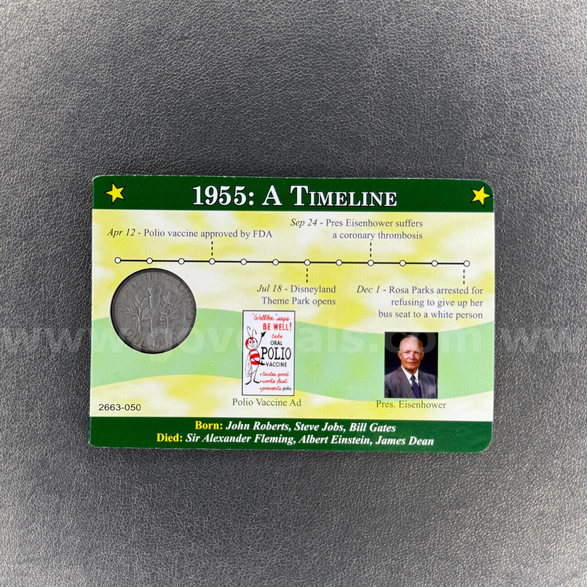 1955 Silver Roosevelt Dime   Government Surplus Auction - Photo #2