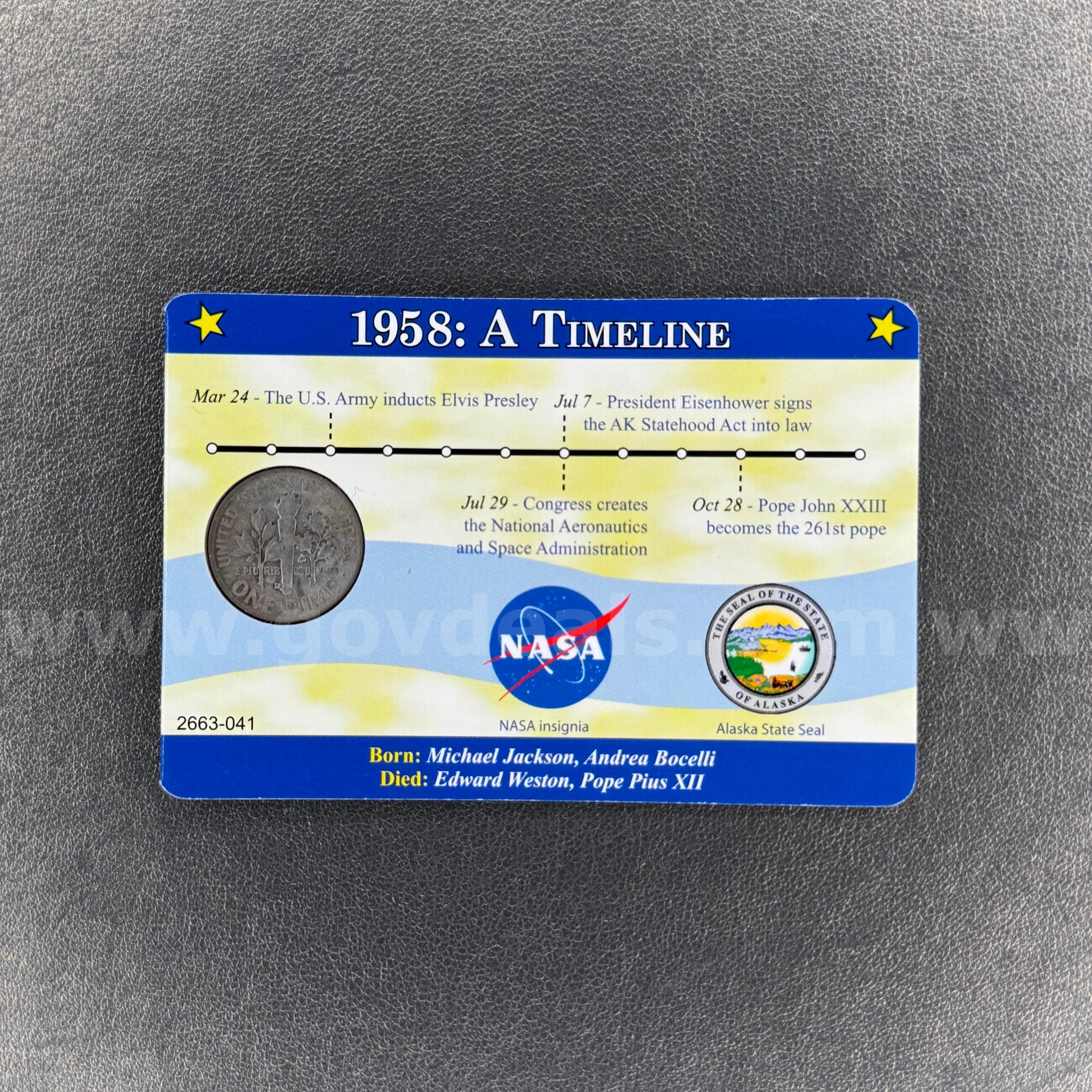1958 Silver Roosevelt Dime   Government Surplus Auction - Photo #2
