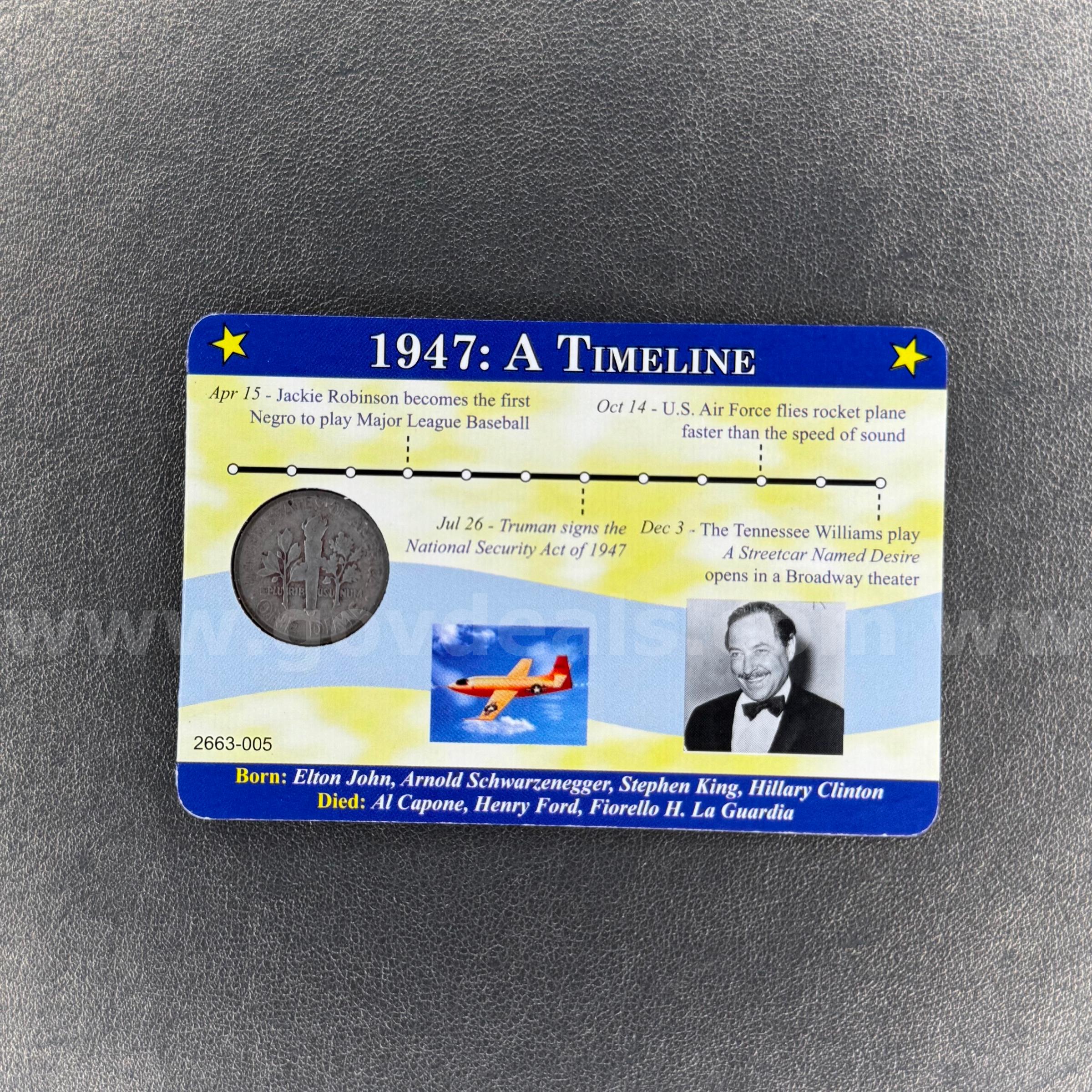 1947 Silver Roosevelt Dime   Government Surplus Auction - Photo #2