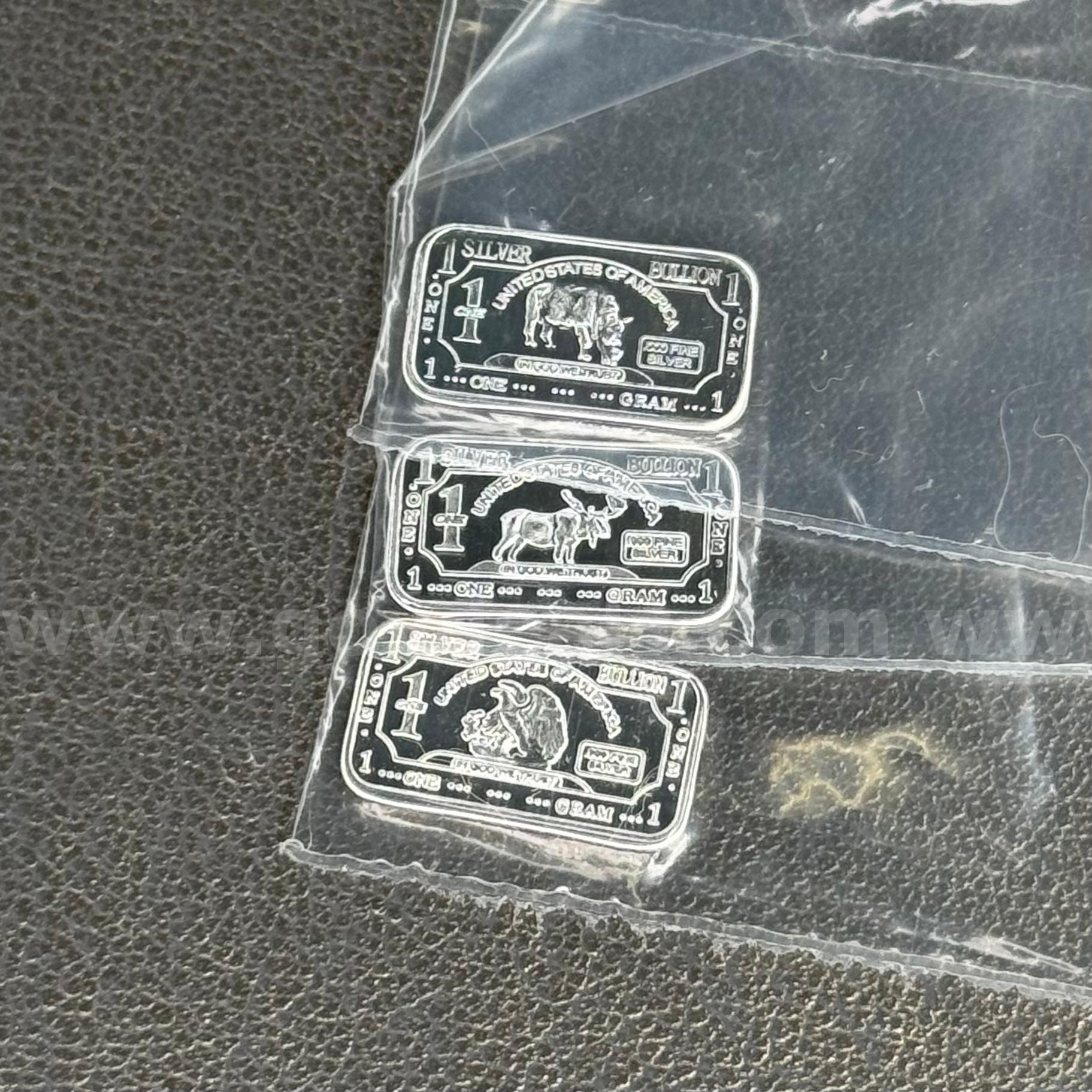 Set of 3 Silver Bar - Rhino, Moose & Eagle   Government Surplus Auction - Primary Photo