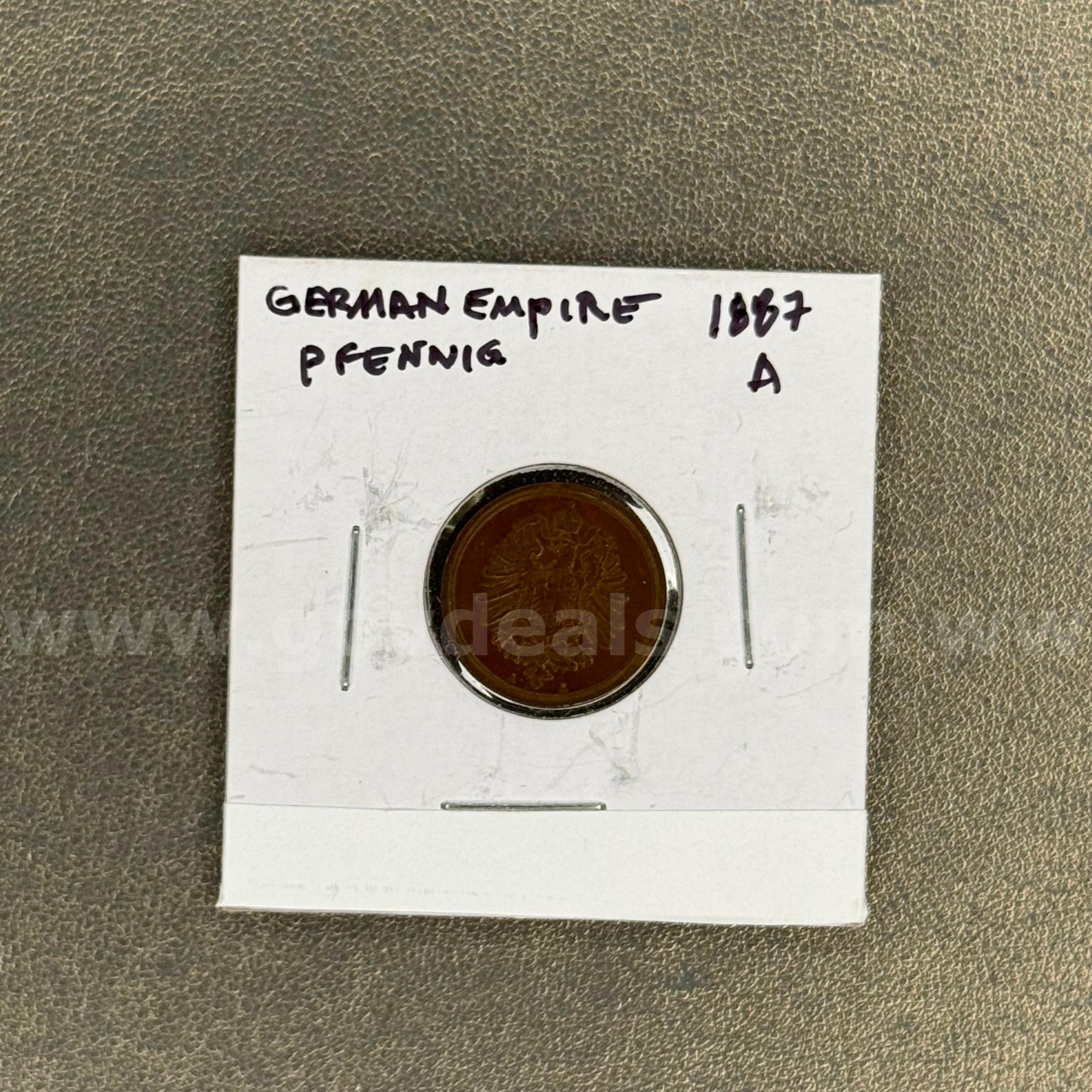 1887 A German Empire Pfenning  1887 Government Surplus Auction - Primary Photo