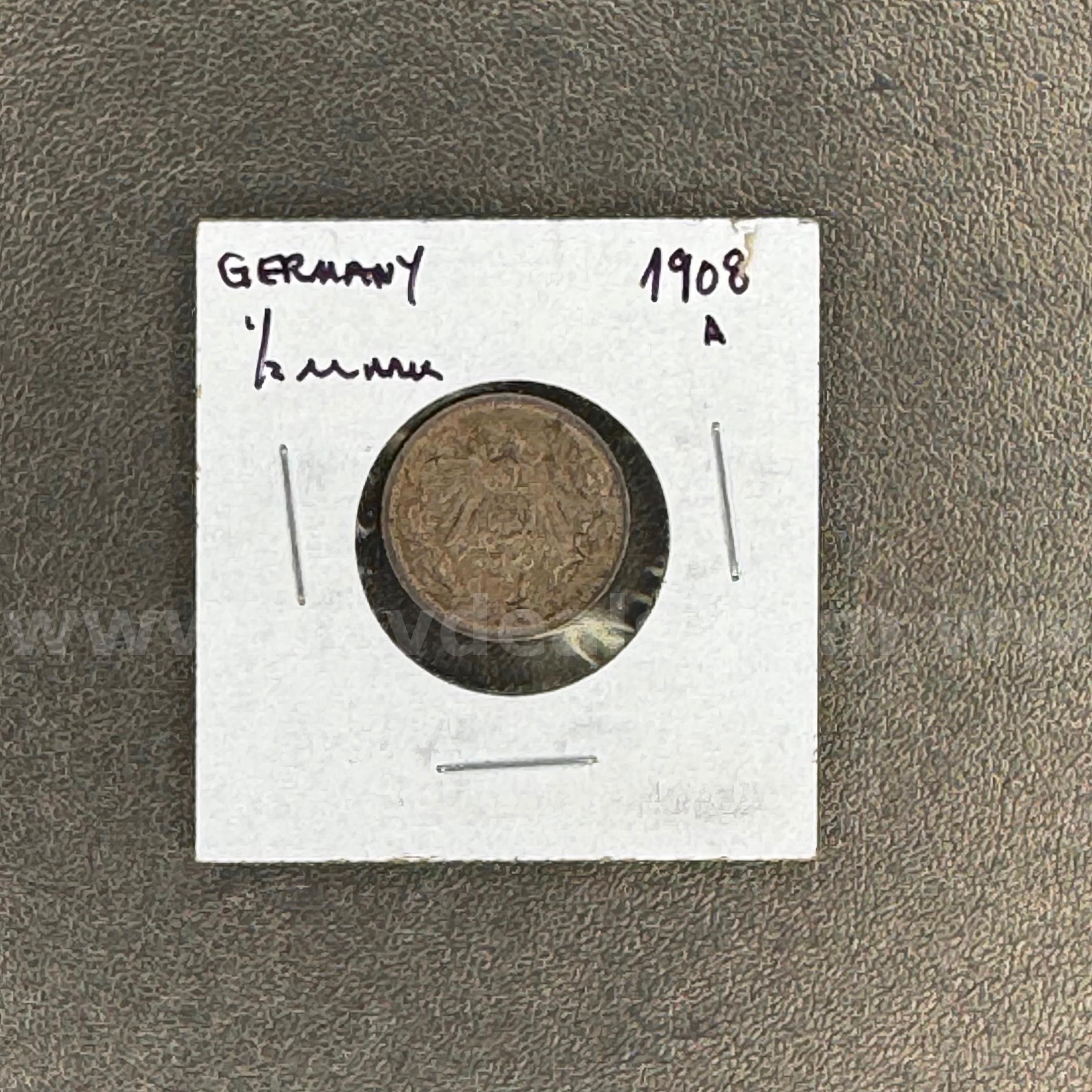 1908 A Germany 1/2 Mark   Government Surplus Auction - Primary Photo