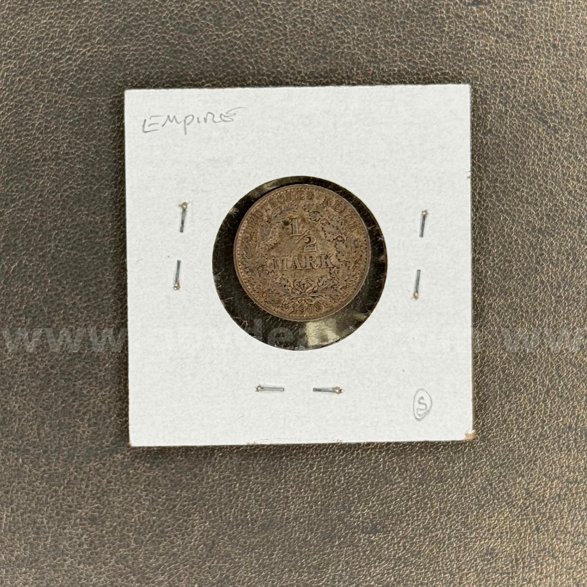 1908 A Germany 1/2 Mark   Government Surplus Auction - Photo #2