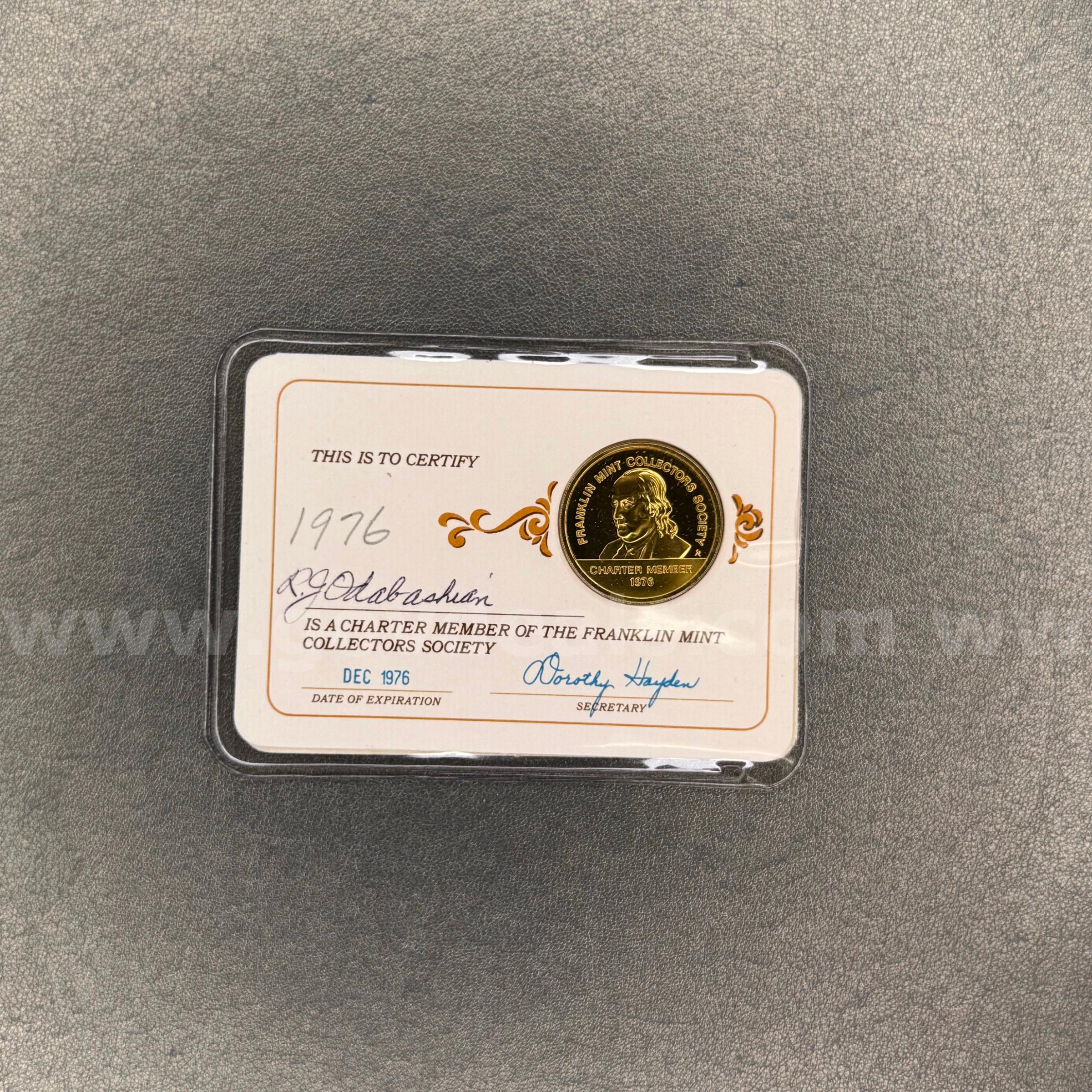 1976 RJ Odabashian Certification Franklin Mint   Government Surplus Auction - Primary Photo