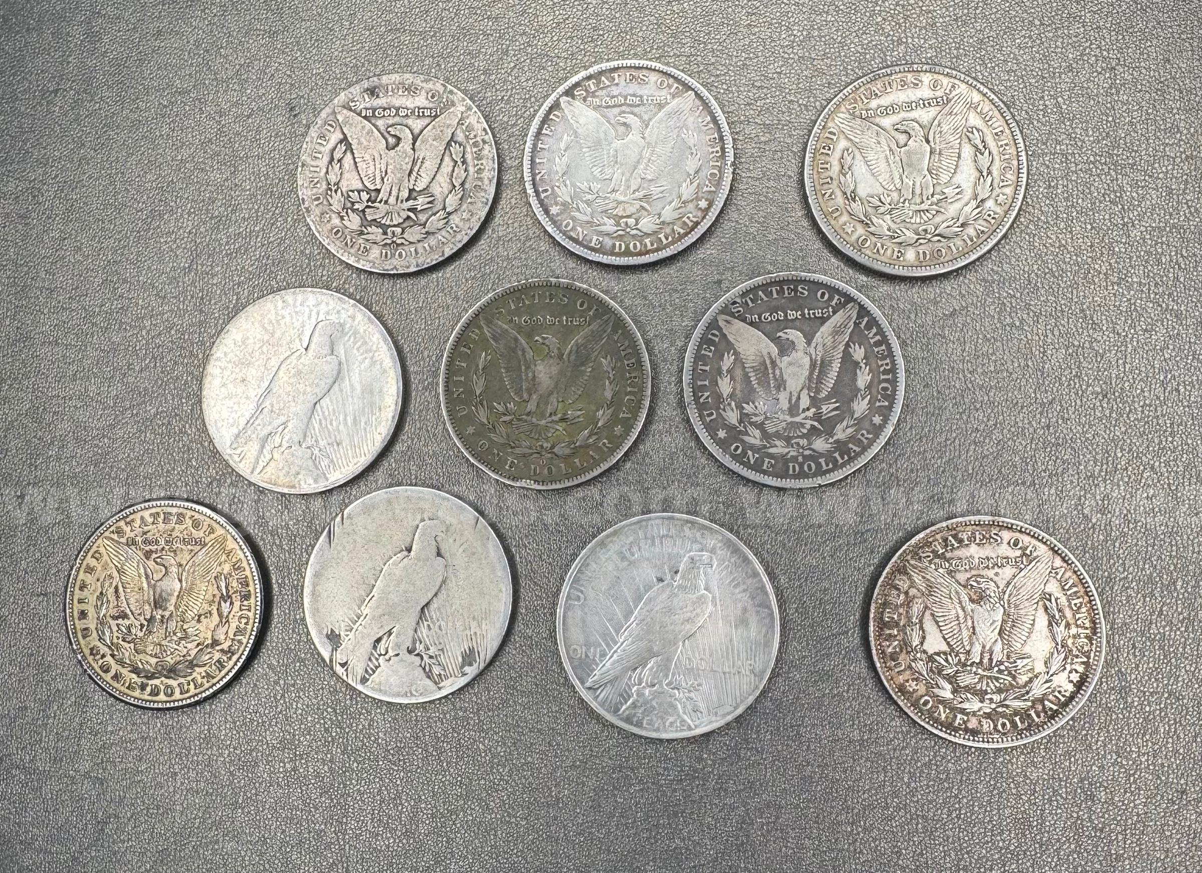 Lot of 10 Silver Dollars- Peace and Morgan   Government Surplus Auction - Photo #2