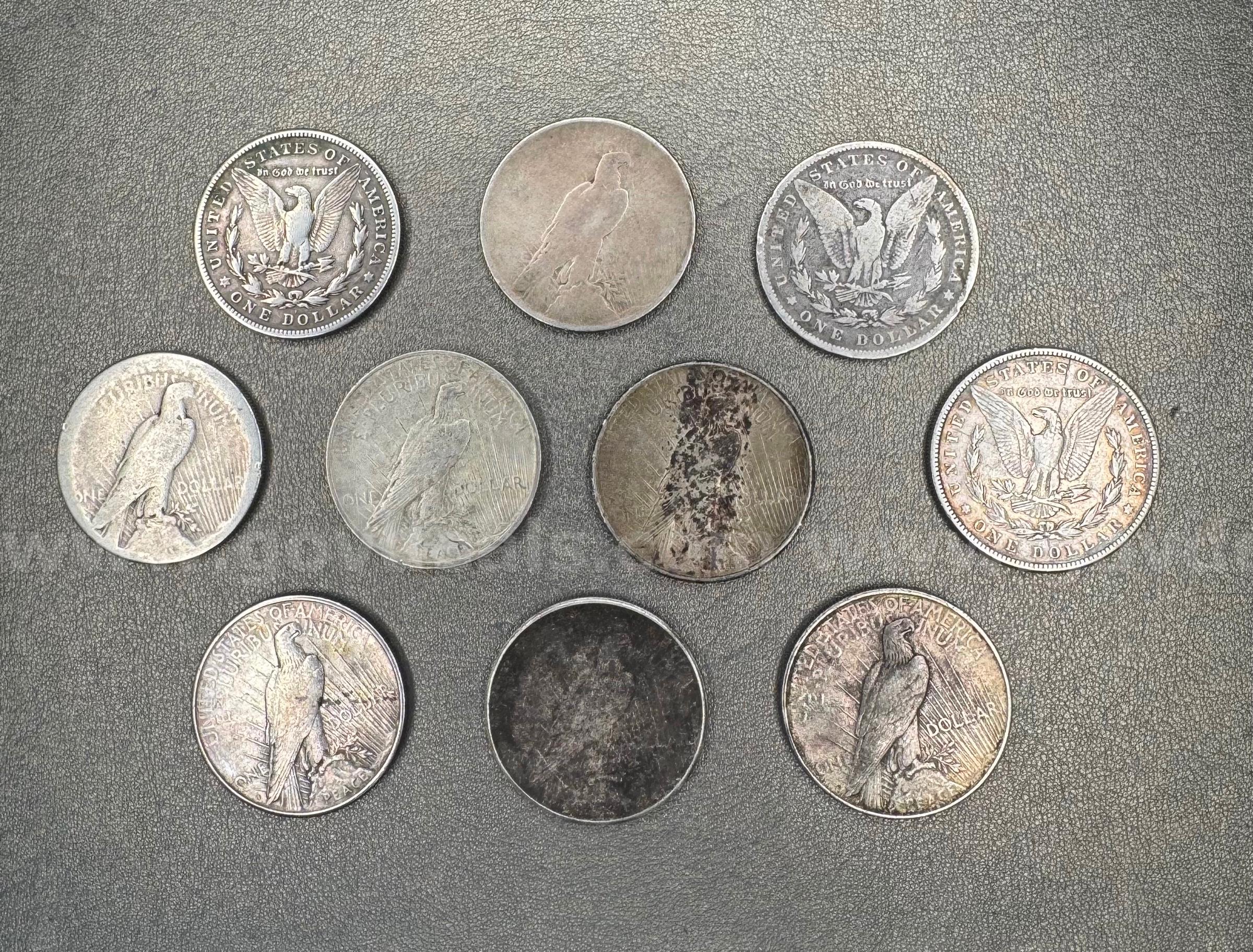 Lot of 10 Silver Dollars - Peace and Morgan   Government Surplus Auction - Primary Photo