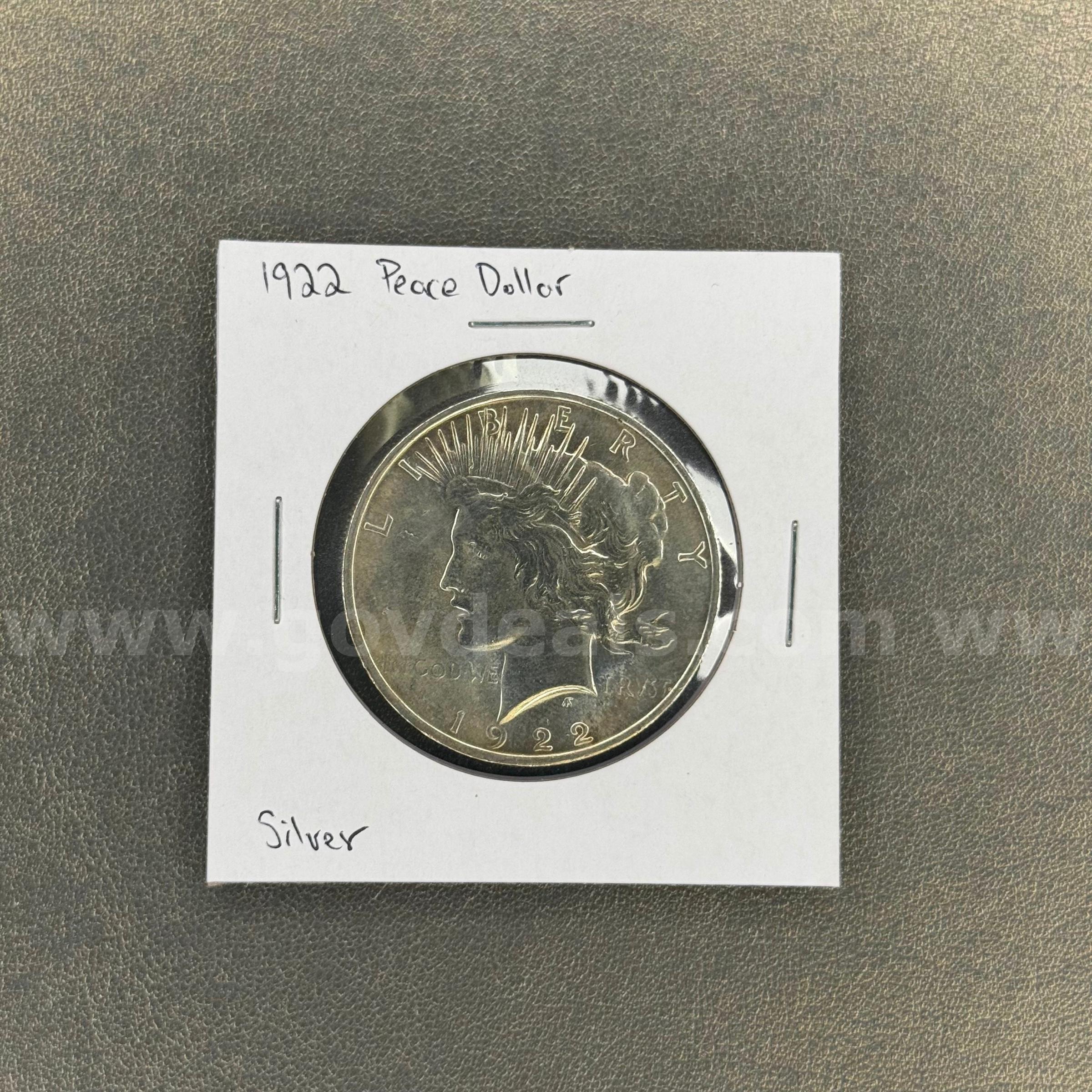 1922 Silver Peace Dollar   Government Surplus Auction - Primary Photo