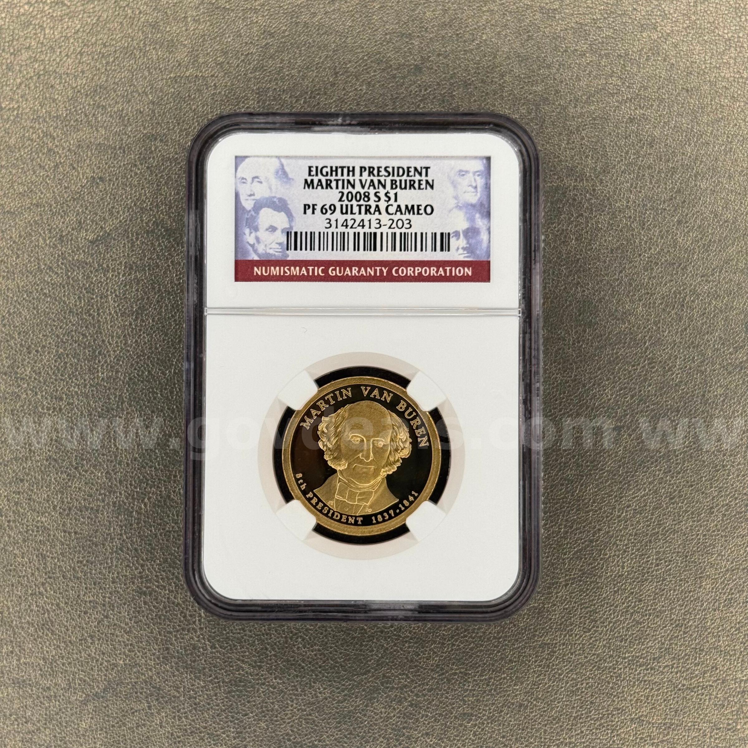 2008 PF69 Martin Van Buren Presidential Dollar   Government Surplus Auction - Primary Photo
