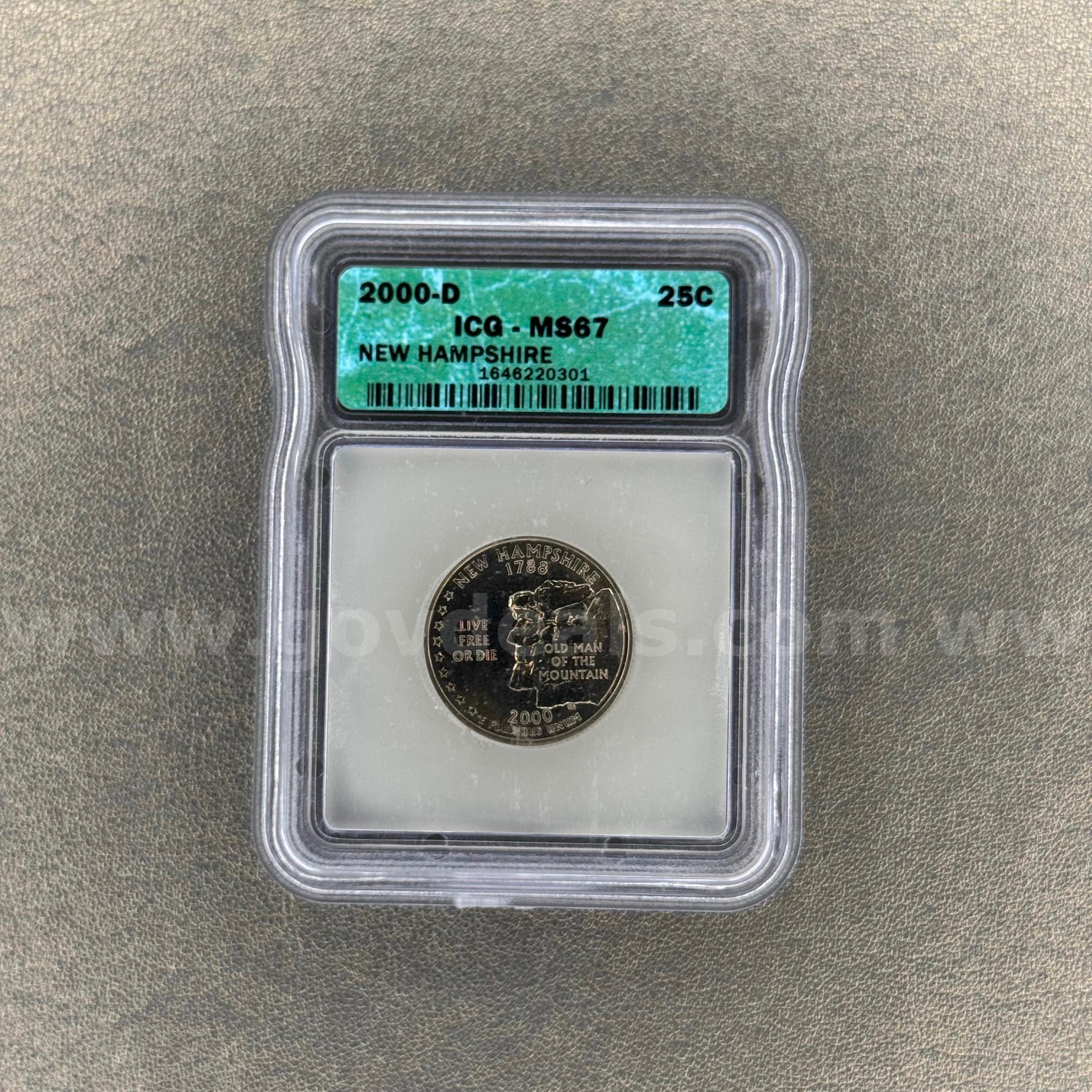 2000-D MS67 New Hampshire Quarters   Government Surplus Auction - Primary Photo