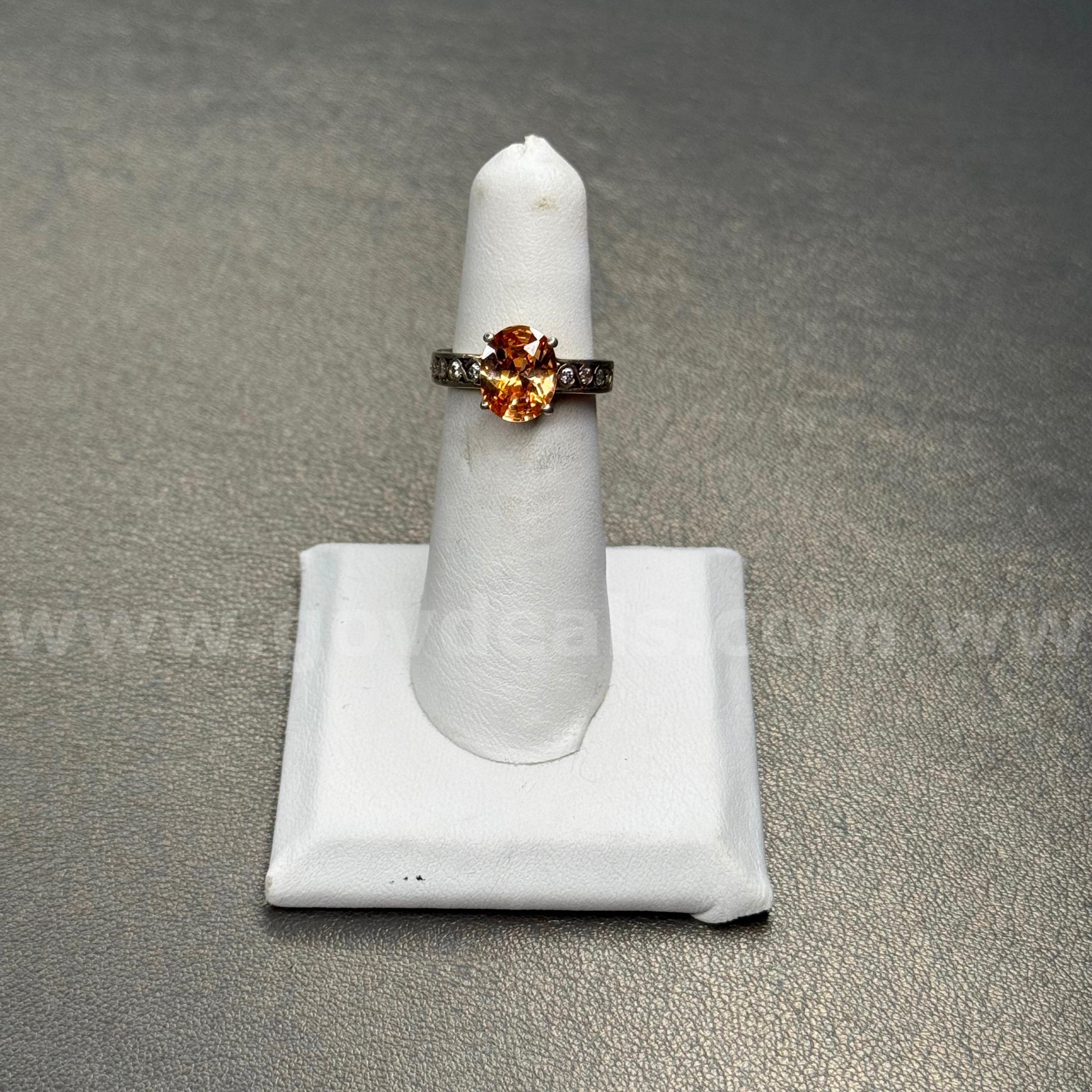 Silver 925 Ring with Orange Stone