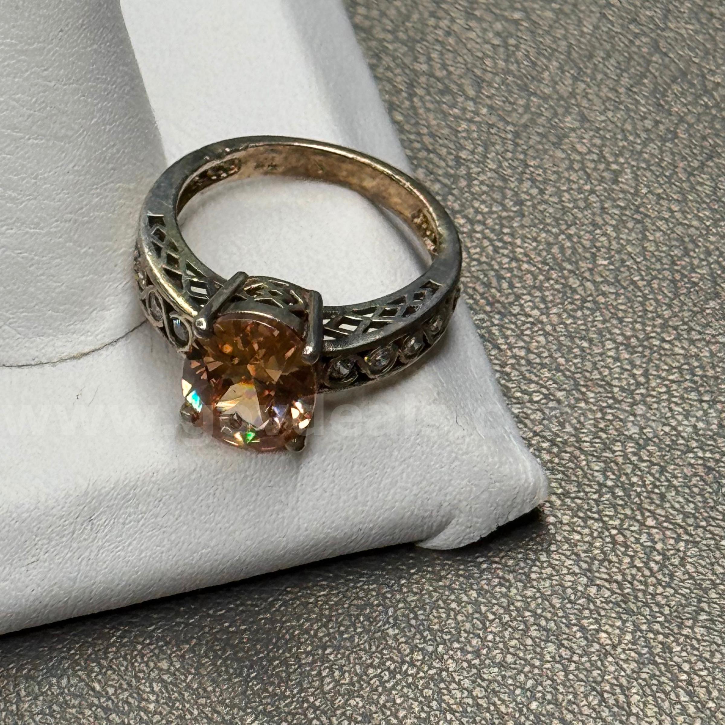 Silver 925 Ring with Orange Stone  925 Government Surplus Auction - Photo #2