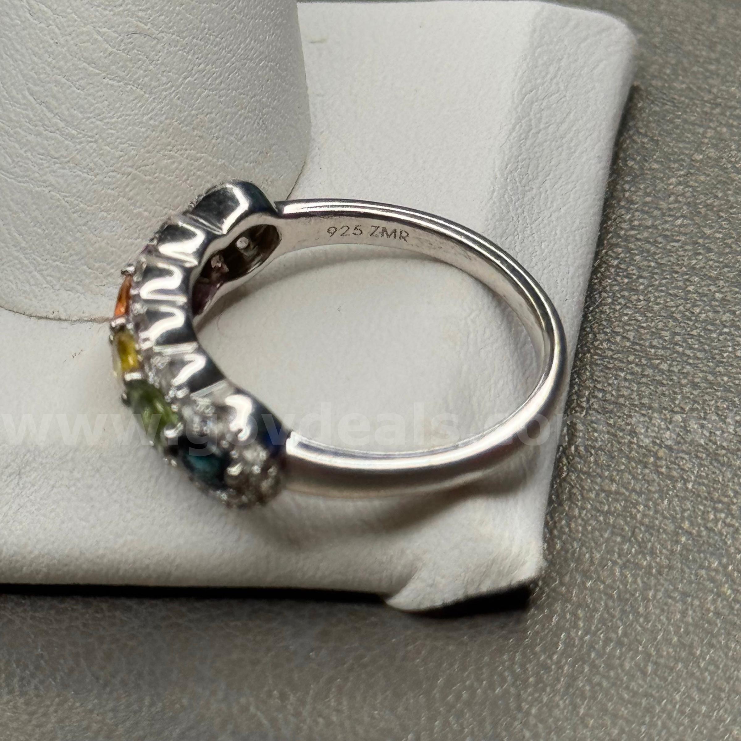 Silver 925 Ring with Rainbow Stones  925 Government Surplus Auction - Photo #2