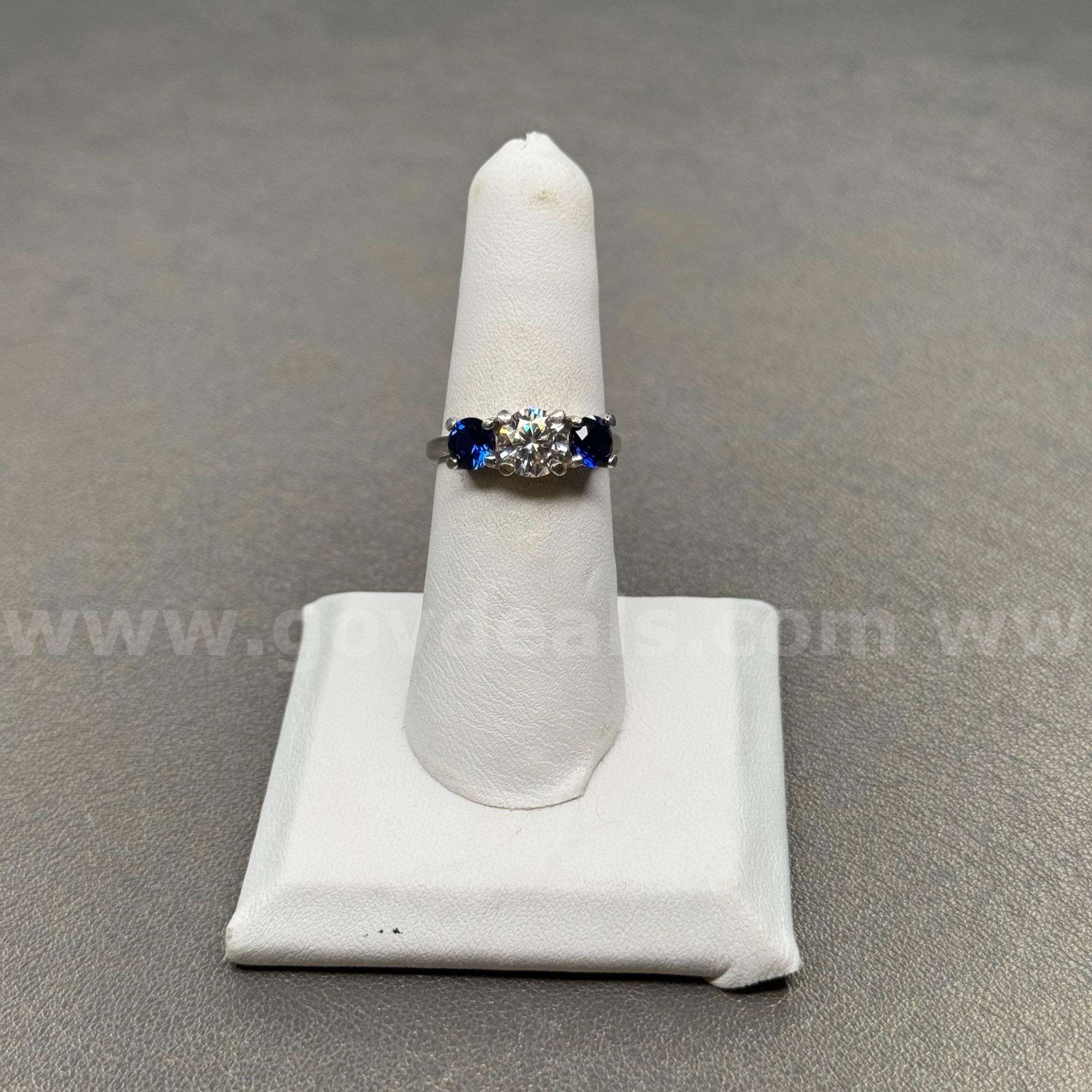 Silver 925 Ring with Blue& White Stones