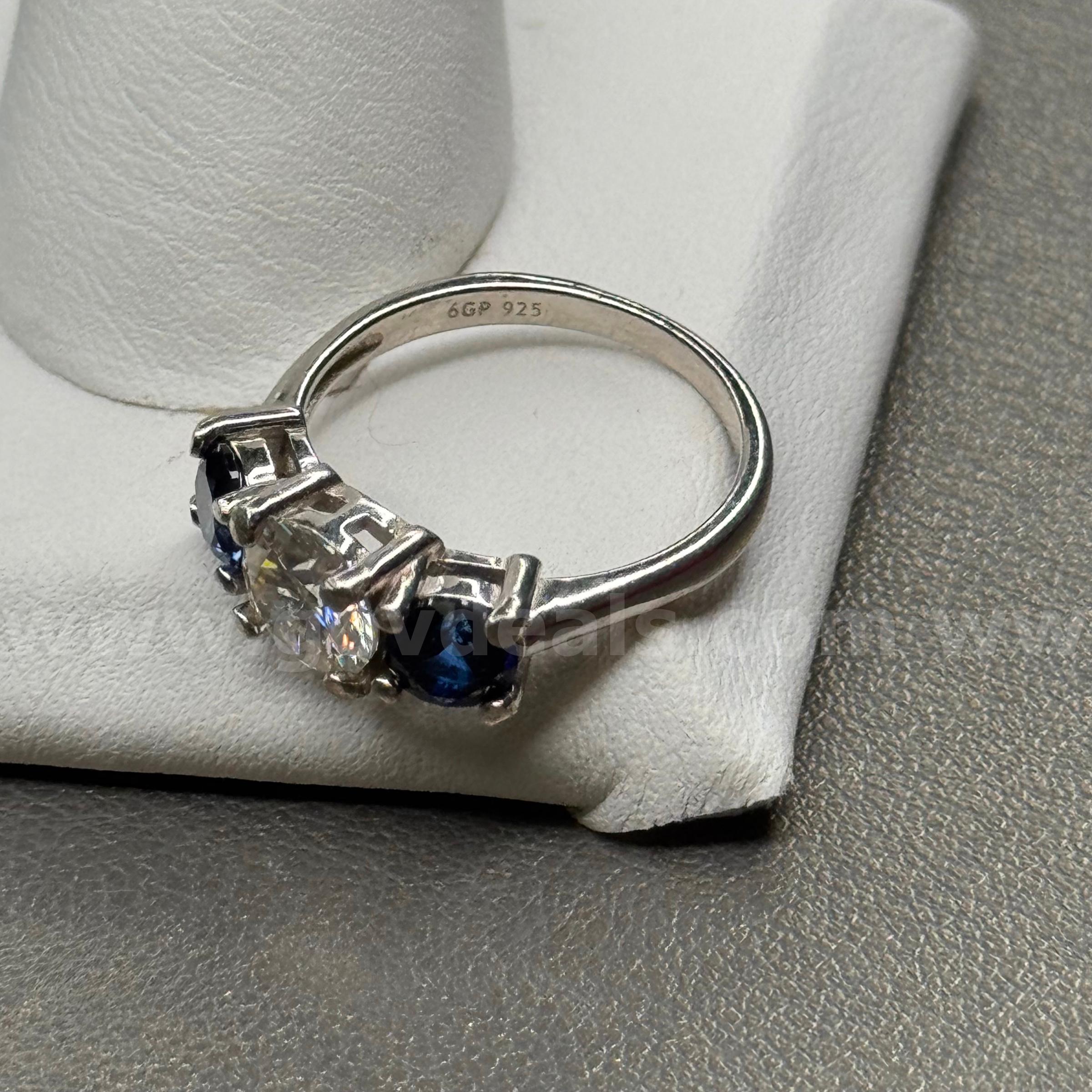 Silver 925 Ring with Blue& White Stones  925 Government Surplus Auction - Photo #2