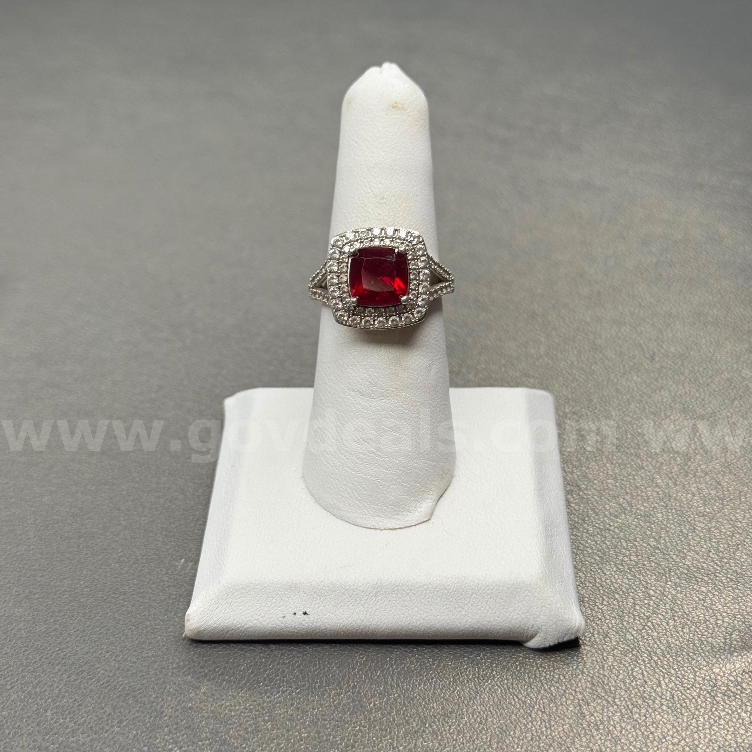 Silver 925 Ring with Red Stone
