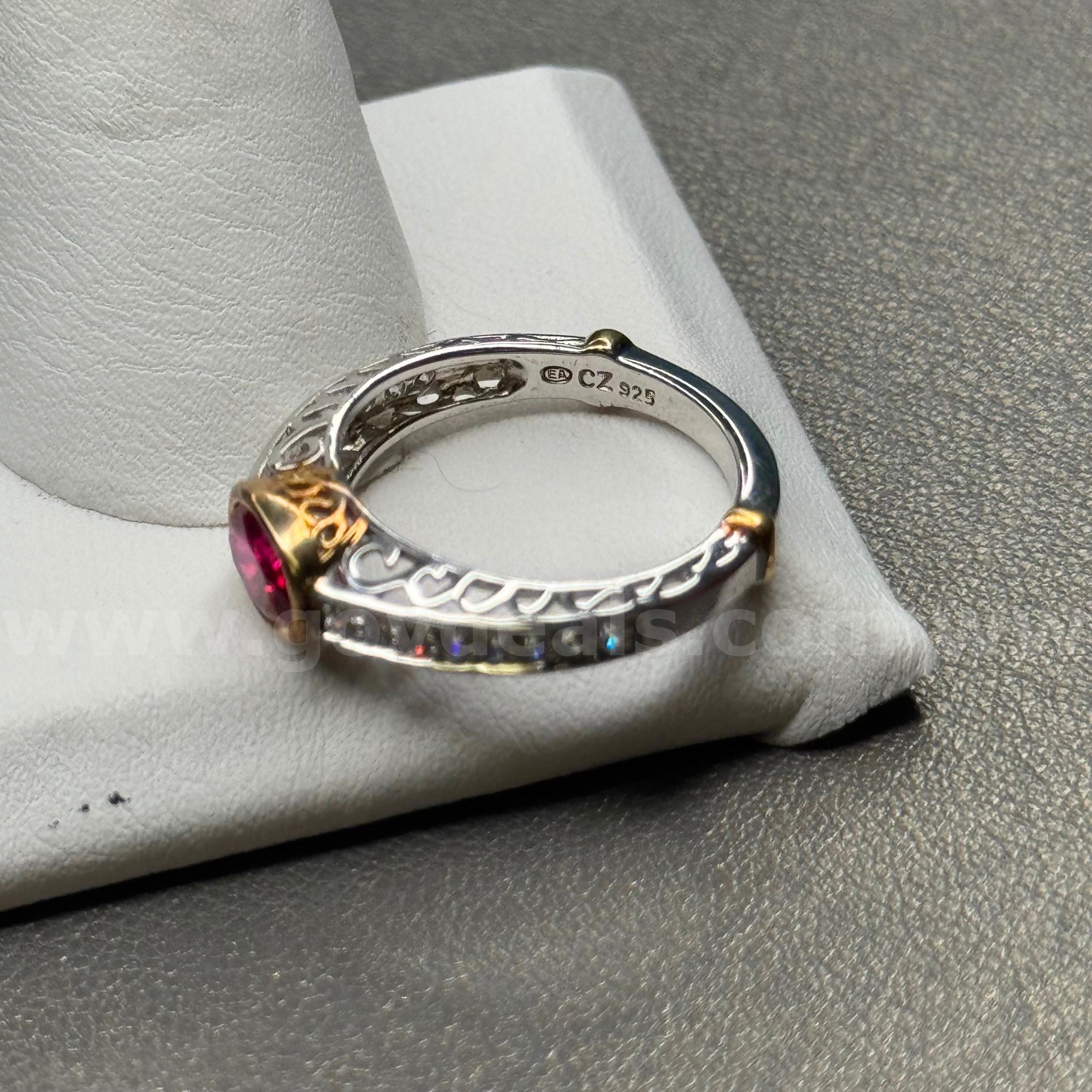 Silver 925 Ring with Red Stone  925 Government Surplus Auction - Photo #2