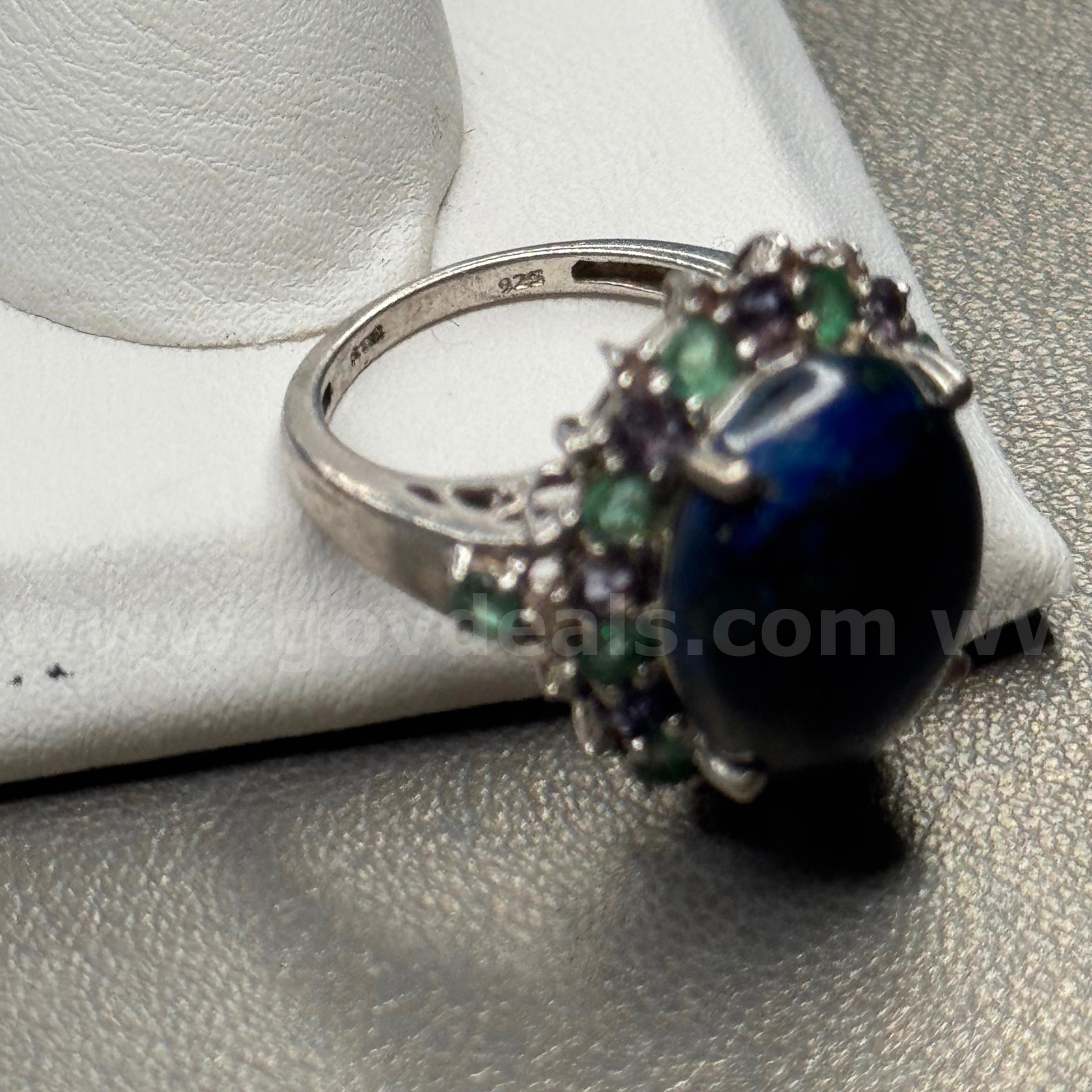 Silver 925 Ring with Blue Stone  925 Government Surplus Auction - Photo #2