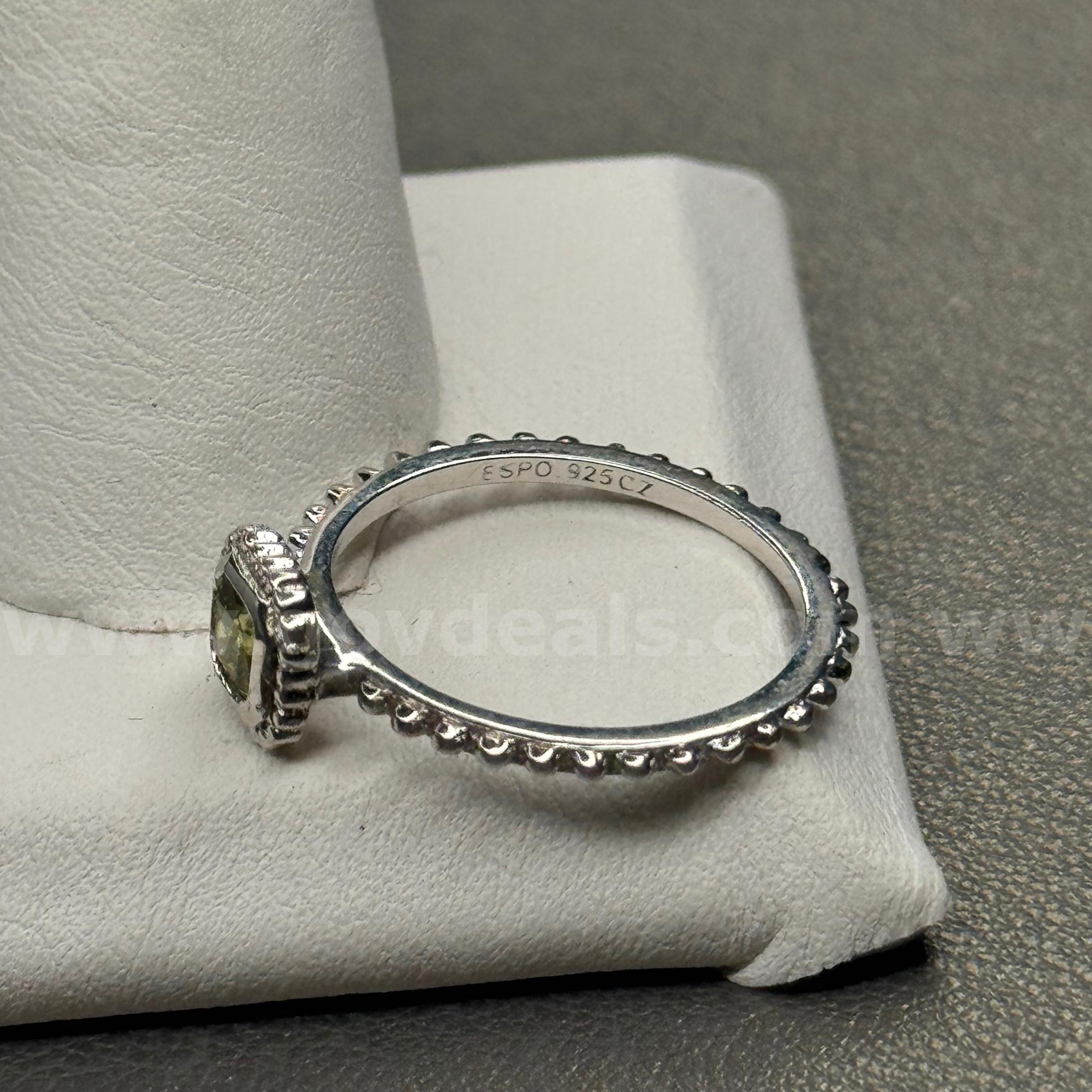 Silver 925 Ring with Yellow Stone  925 Government Surplus Auction - Photo #2