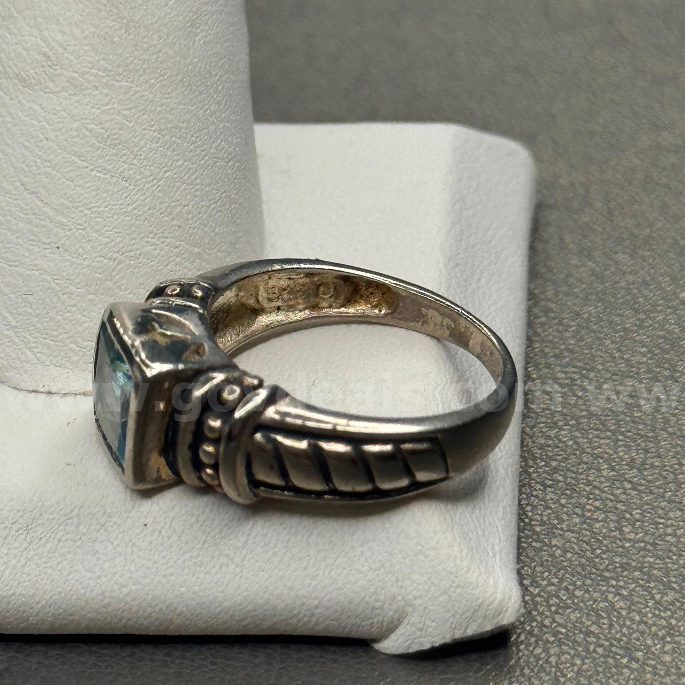 Silver 925 Ring with Blue Stone  925 Government Surplus Auction - Photo #2