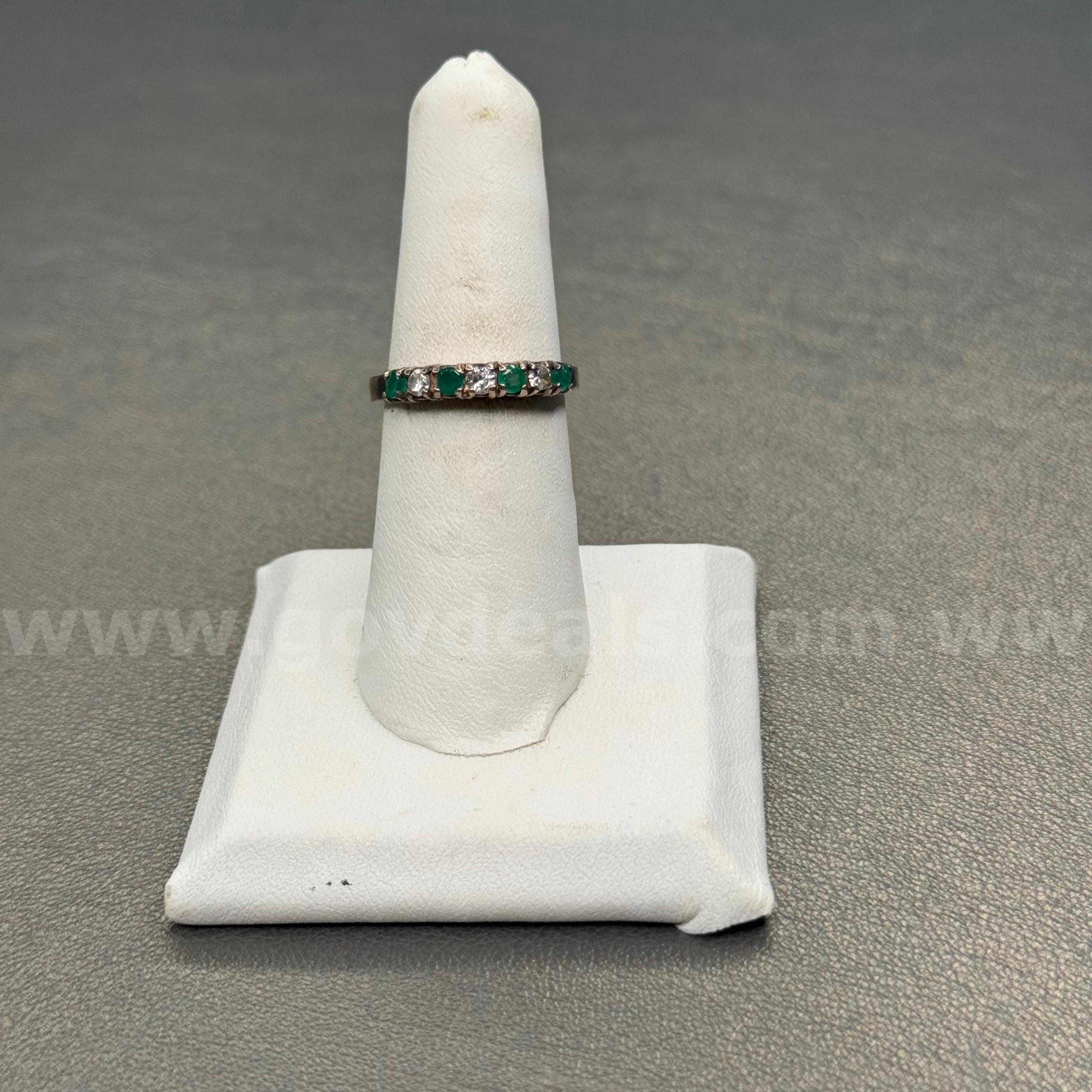 Silver 925 Ring with White and Green Stones