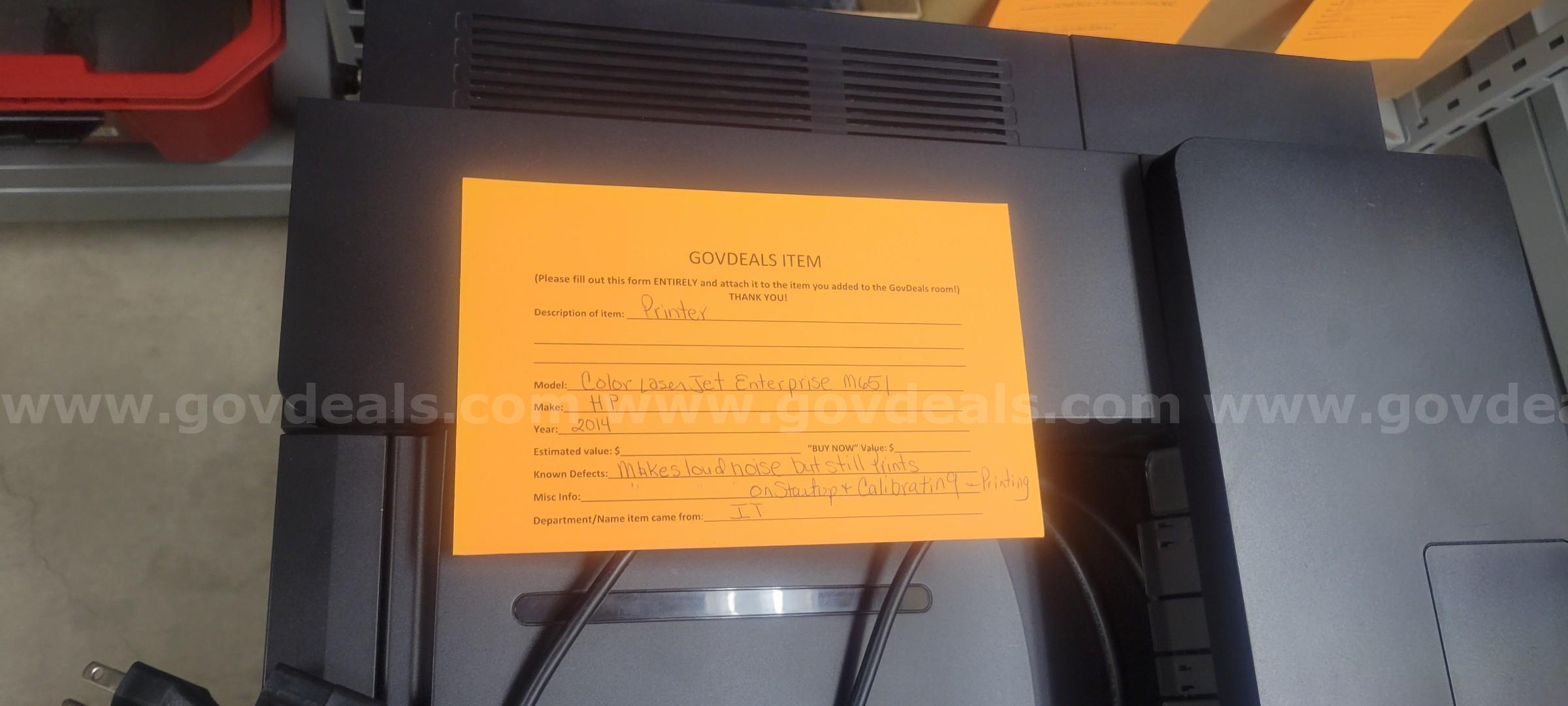 HP Color LaserJet Enterprise M651 Printer HP M651 Government Surplus Auction - Photo #2