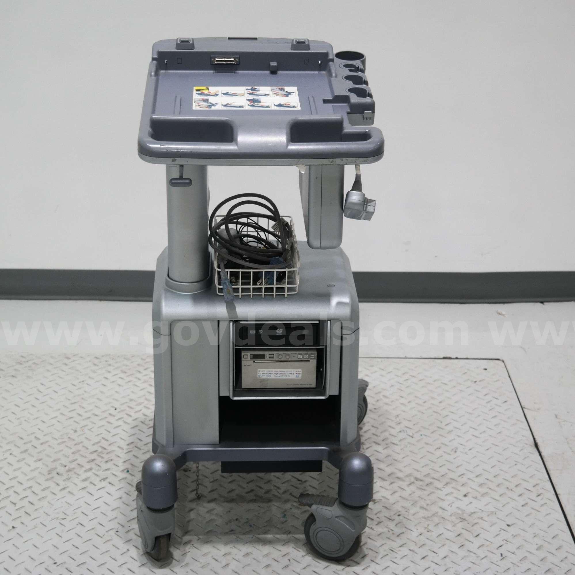 GE Ultrasound Mobile Docking Cart w/ Printer, DVD-R and 3 Probe Ports GE LOGIQ e Government Surplus Auction - Primary Photo