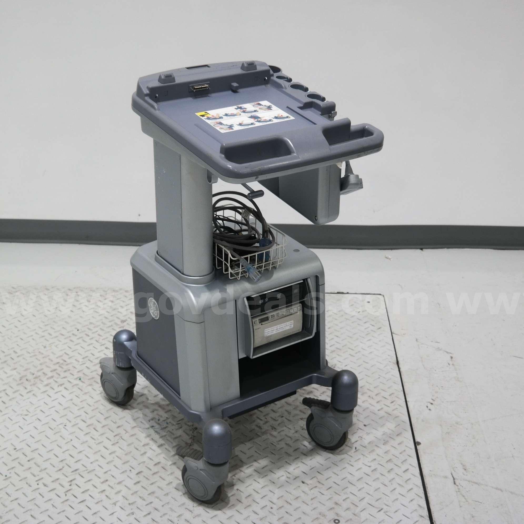 GE Ultrasound Mobile Docking Cart w/ Printer, DVD-R and 3 Probe Ports GE LOGIQ e Government Surplus Auction - Photo #2