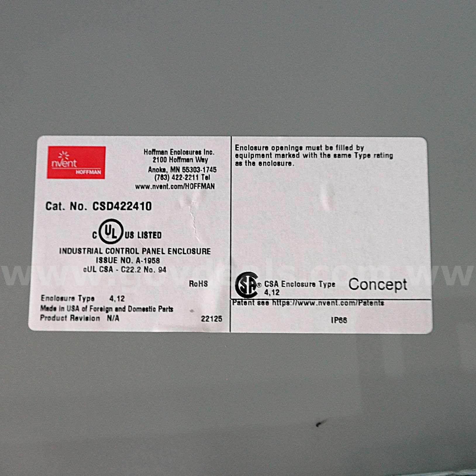 LOT OF (8) NVENT HOFFMAN Concept Single-Door Steel Enclosures NVENT HOFFMAN CSD422410 Government Surplus Auction - Photo #5