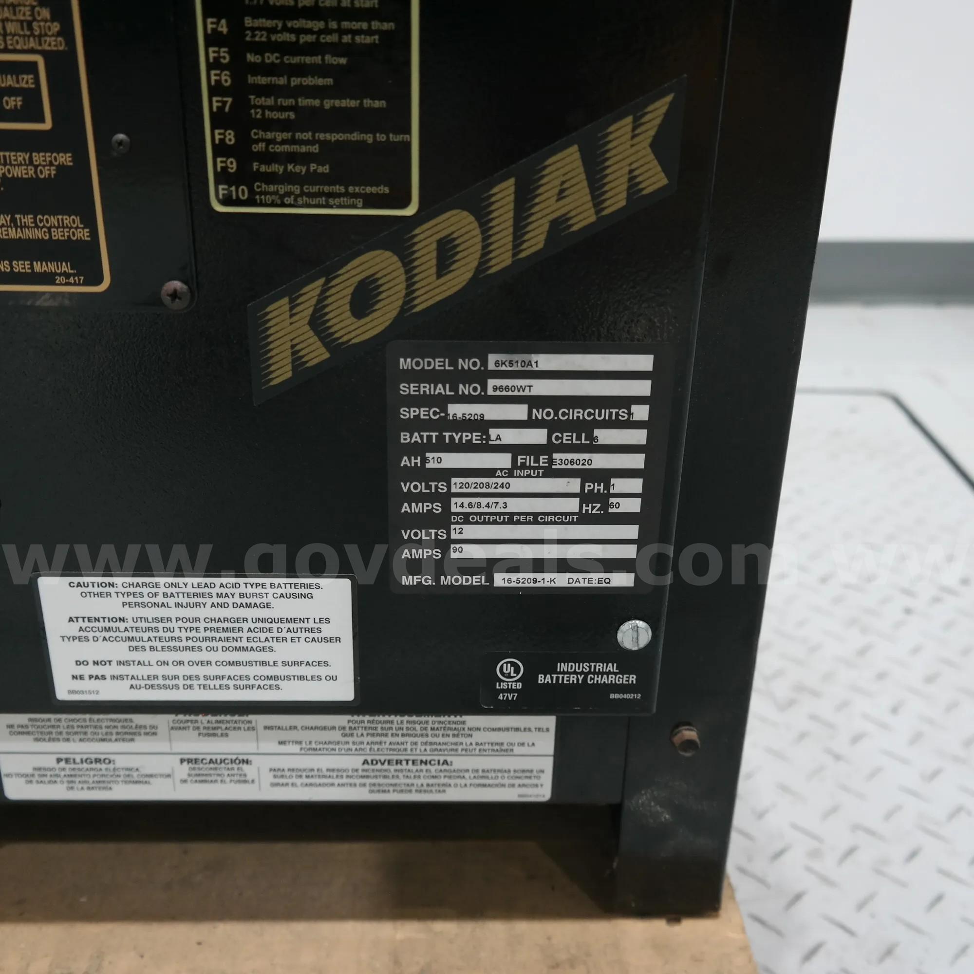 Kodiak Industrial Forklift Battery Charger Kodiak Charger Government Surplus Auction - Photo #6