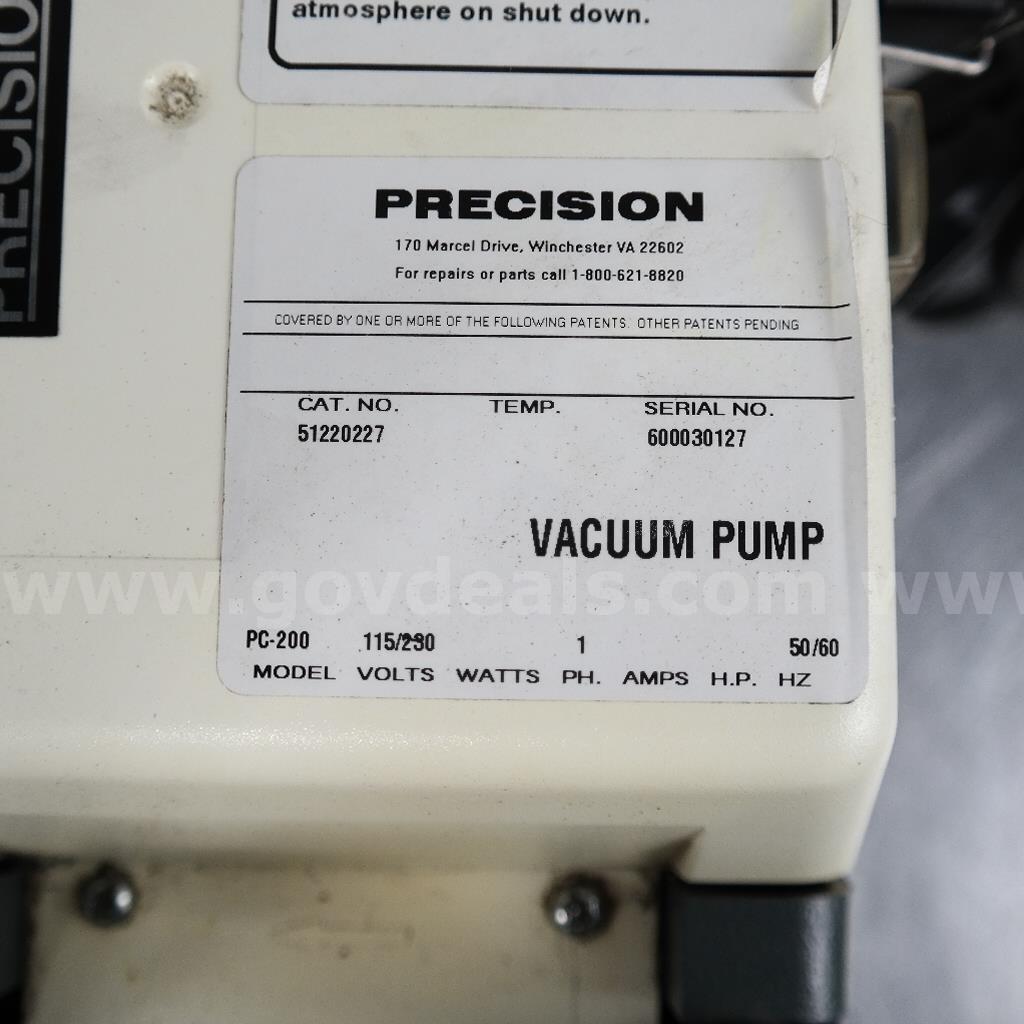 Precision Scientific Rotary Vane Type, Vacuum Pump Precision Scientific PC200 Government Surplus Auction - Photo #2