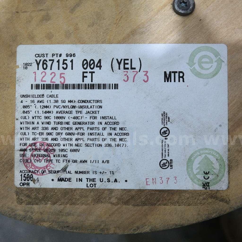 NEW Spool of Unbranded Unshielded Cable Yellow 1225 FT Unbranded 1225 Government Surplus Auction - Photo #3