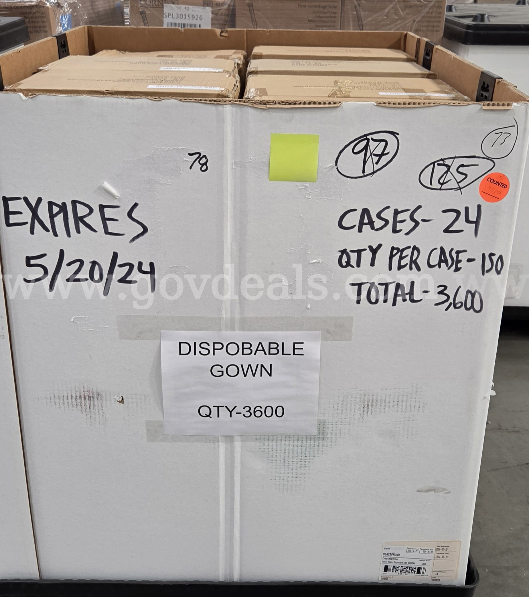 Pallet of Disposable CPE Gowns (approximately 3,600 Total Gowns / 24 Cases) - Expired / Civil Use