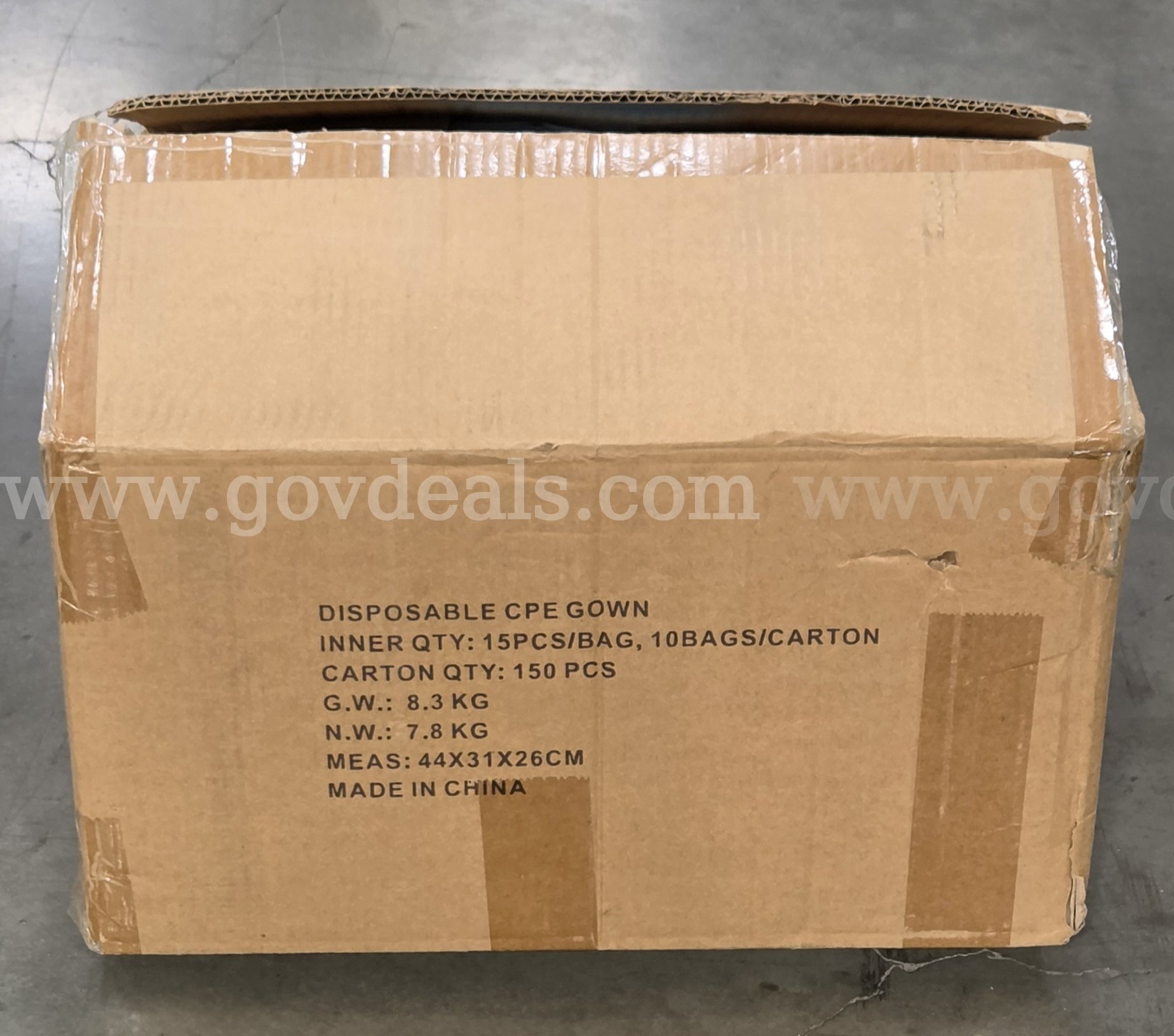 Pallet of Disposable CPE Gowns (approximately 3,600 Total Gowns / 24 Cases) - Expired / Civil Use Case 600 Government Surplus Auction - Photo #2