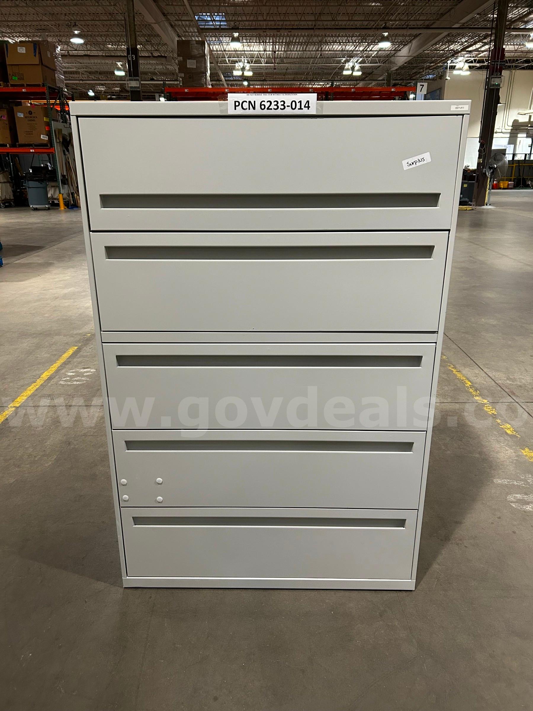 Filing Cabinet, 5-Drawers, Lateral, Metal   Government Surplus Auction - Primary Photo