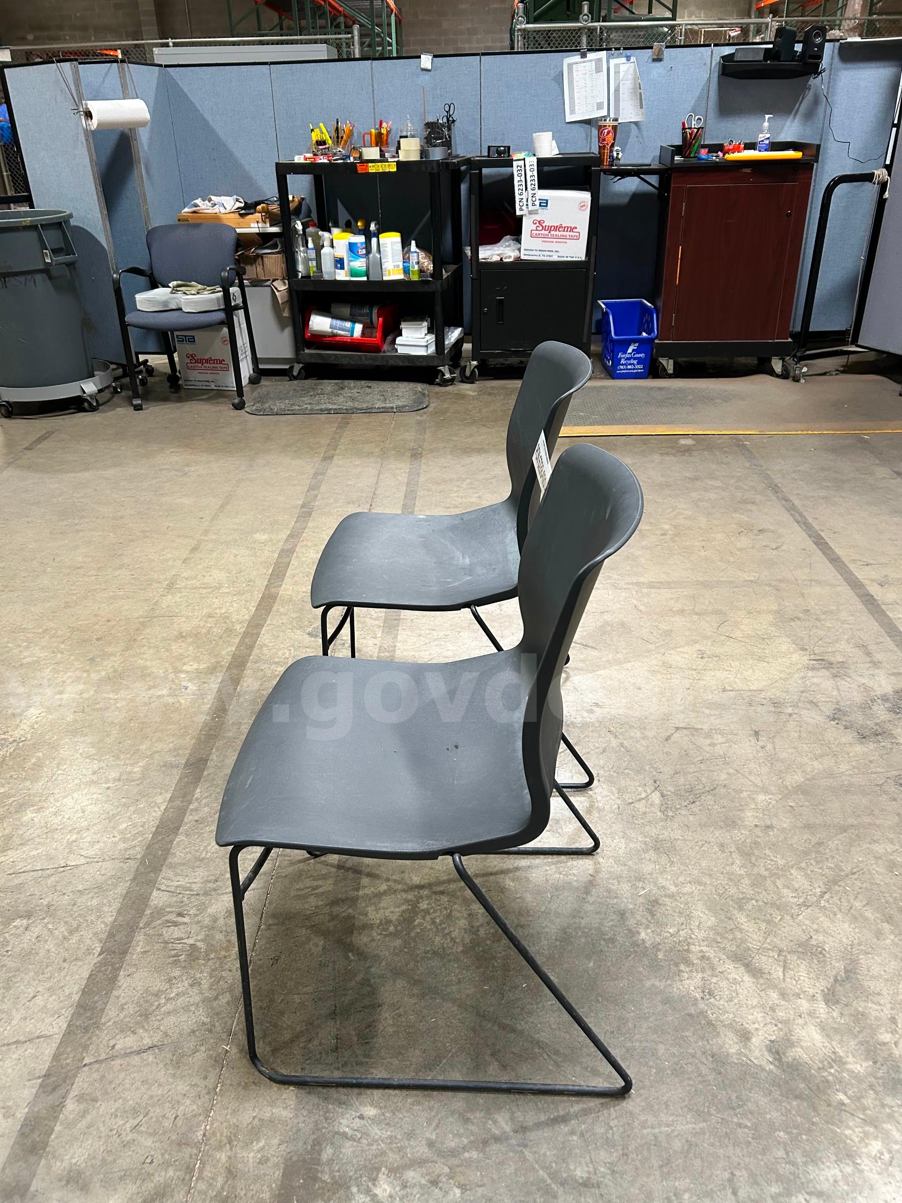 Guest, Chair, Armless, Grey, Metal Frame, Stackable   Government Surplus Auction - Photo #2