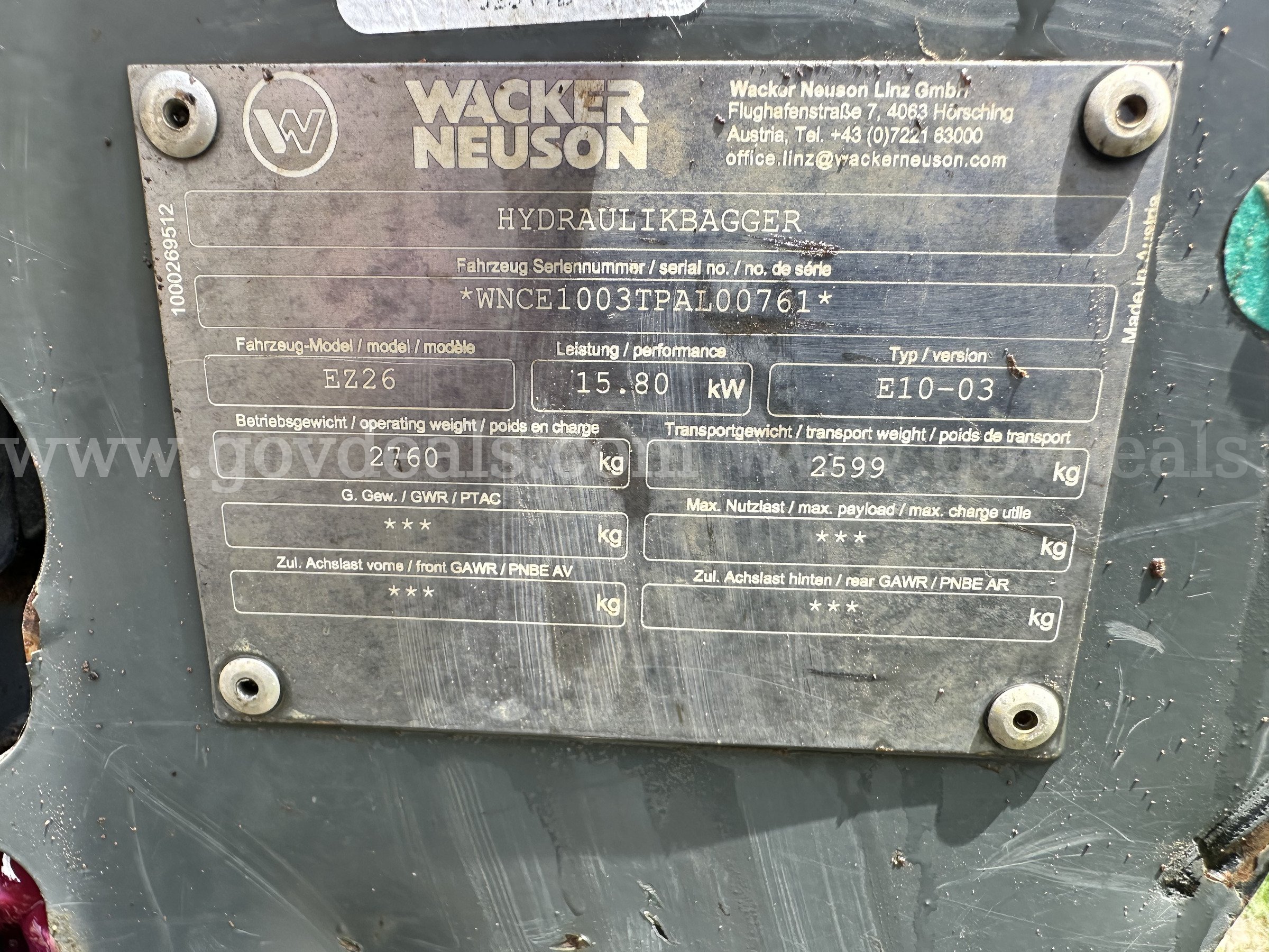 2019 Wacker Neuson EZ26 Mini Excavator  ****RESERVE REDUCED***** Wacker Neuson EX26 Government Surplus Auction - Photo #6