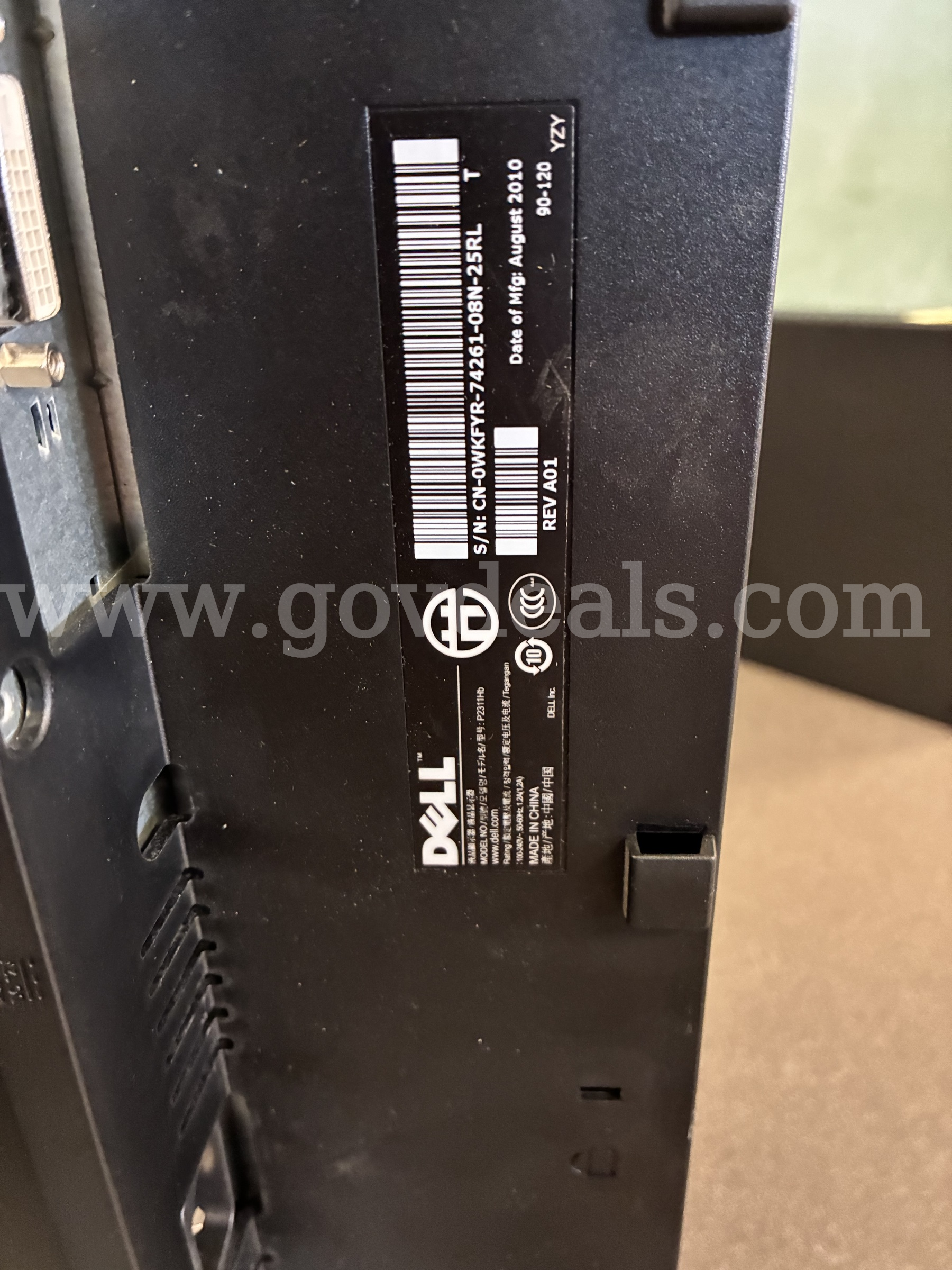 1 ea. 23" DELL FLAT PANEL DELL P2311HB Government Surplus Auction - Photo #2
