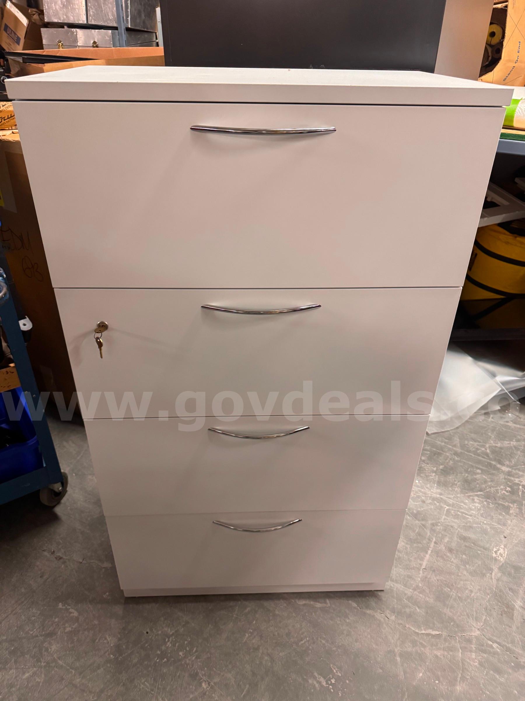 4-Drawer Lateral Filing Cabinet, Locking, 30" x 19" x 52"