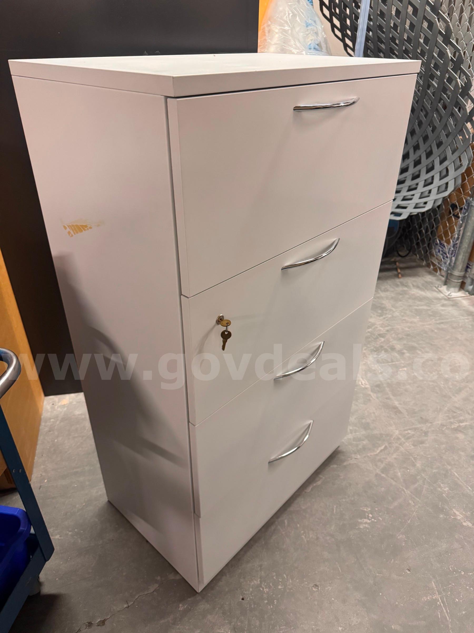 4-Drawer Lateral Filing Cabinet, Locking, 30" x 19" x 52"   Government Surplus Auction - Photo #3