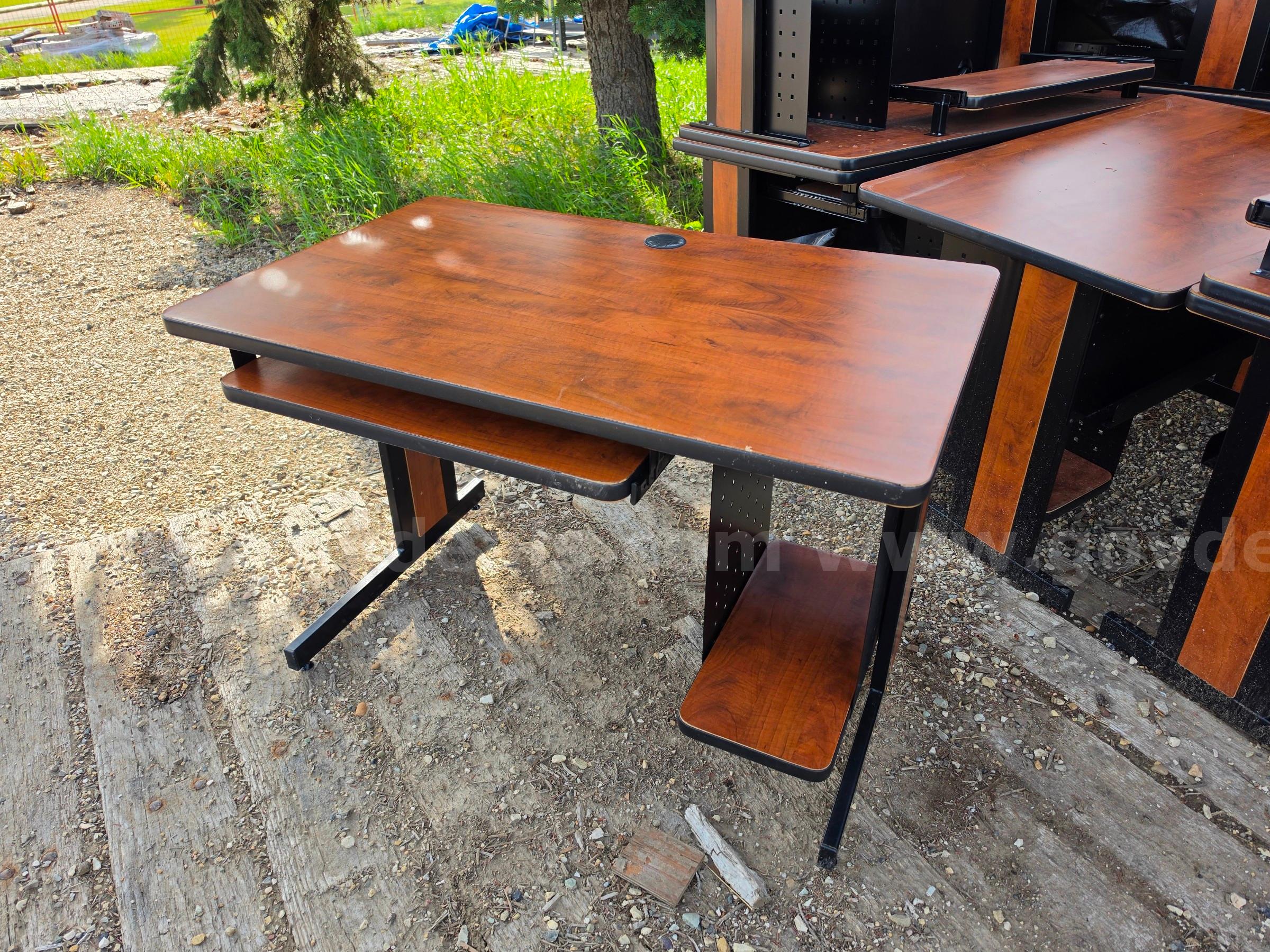 Lot of 4 Computer Workstations with Keyboard Trays