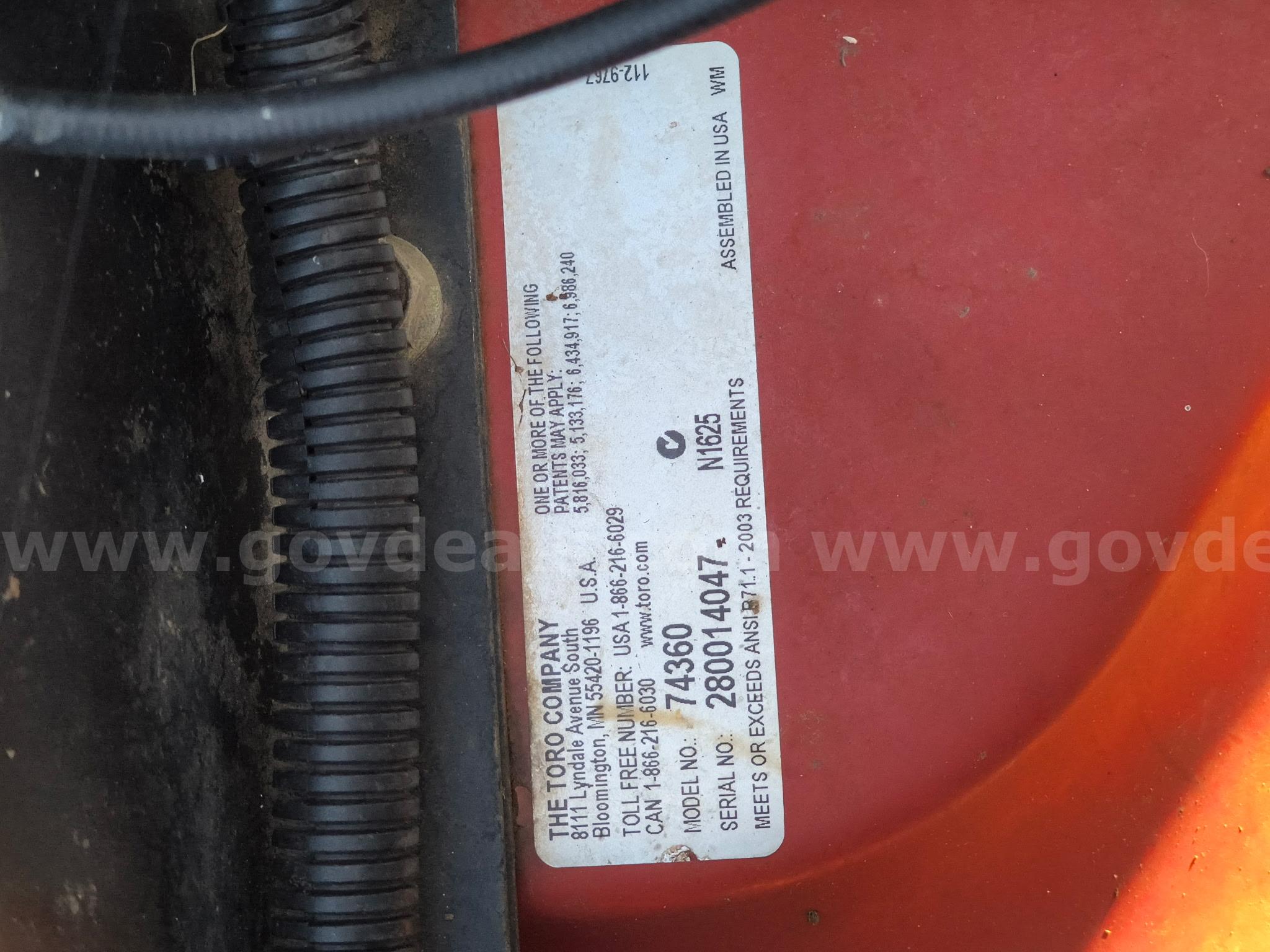 Toro Zero turn Toro 74360 Government Surplus Auction - Photo #5