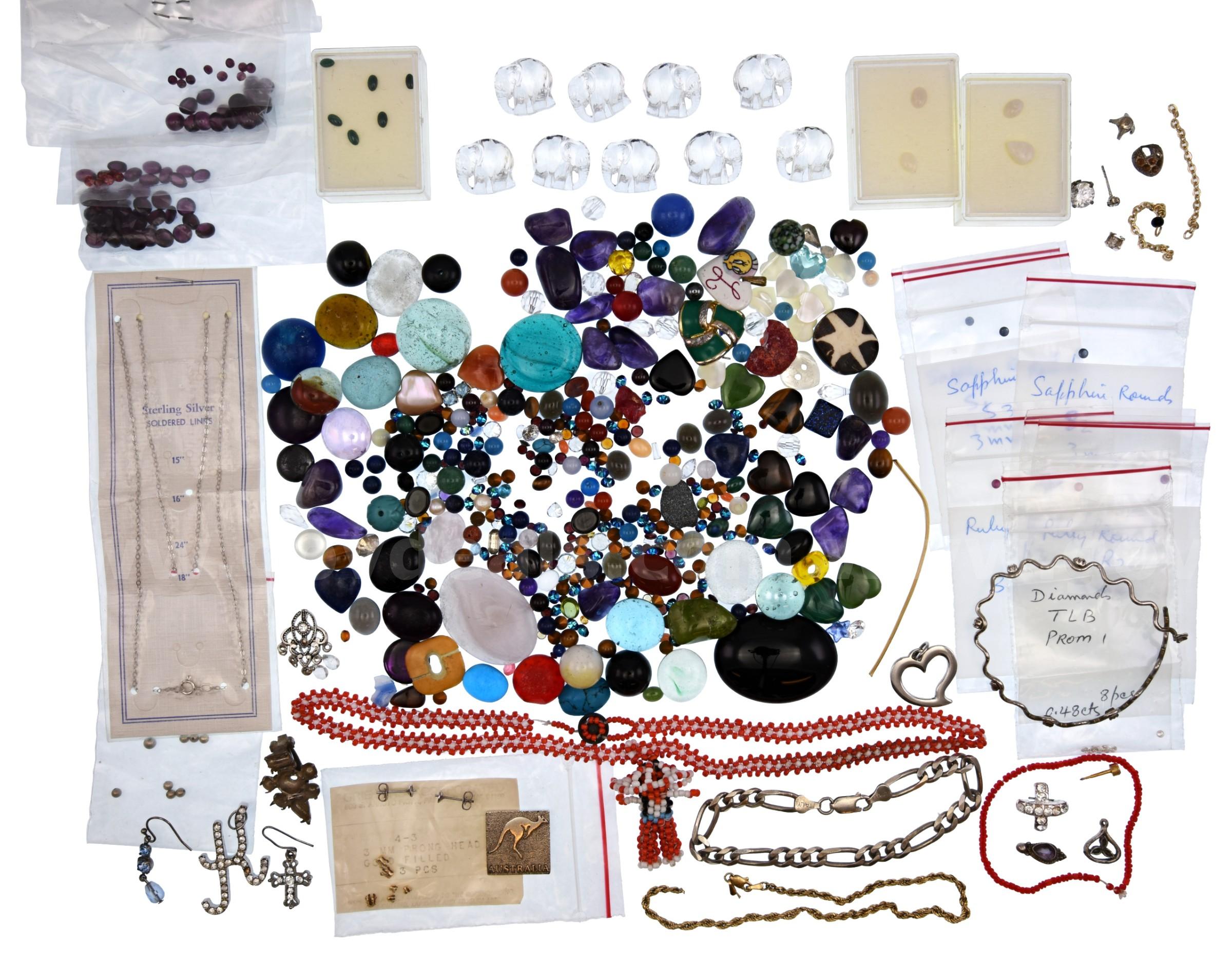 Miscellaneous Lot of Colored Stones and Jewelry Findings