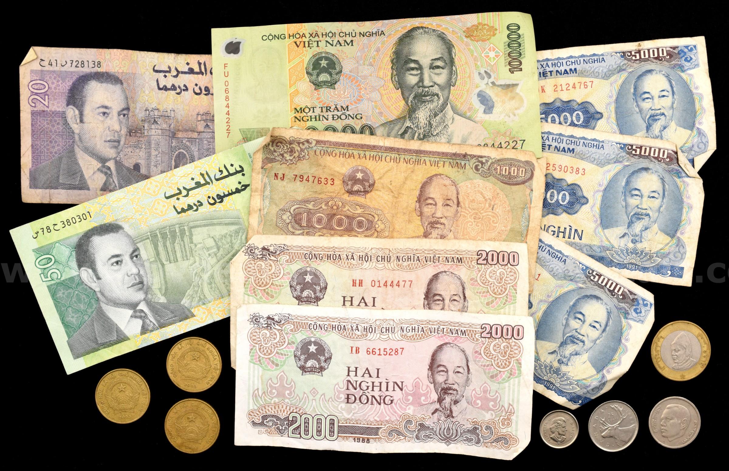 Vietnamese Dong Paper Money and Foreign Coin & Currency Lot