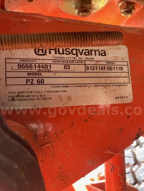 Husqvarna Zero Turn Mower Husqvarna PZ60 Government Surplus Auction - Photo #3