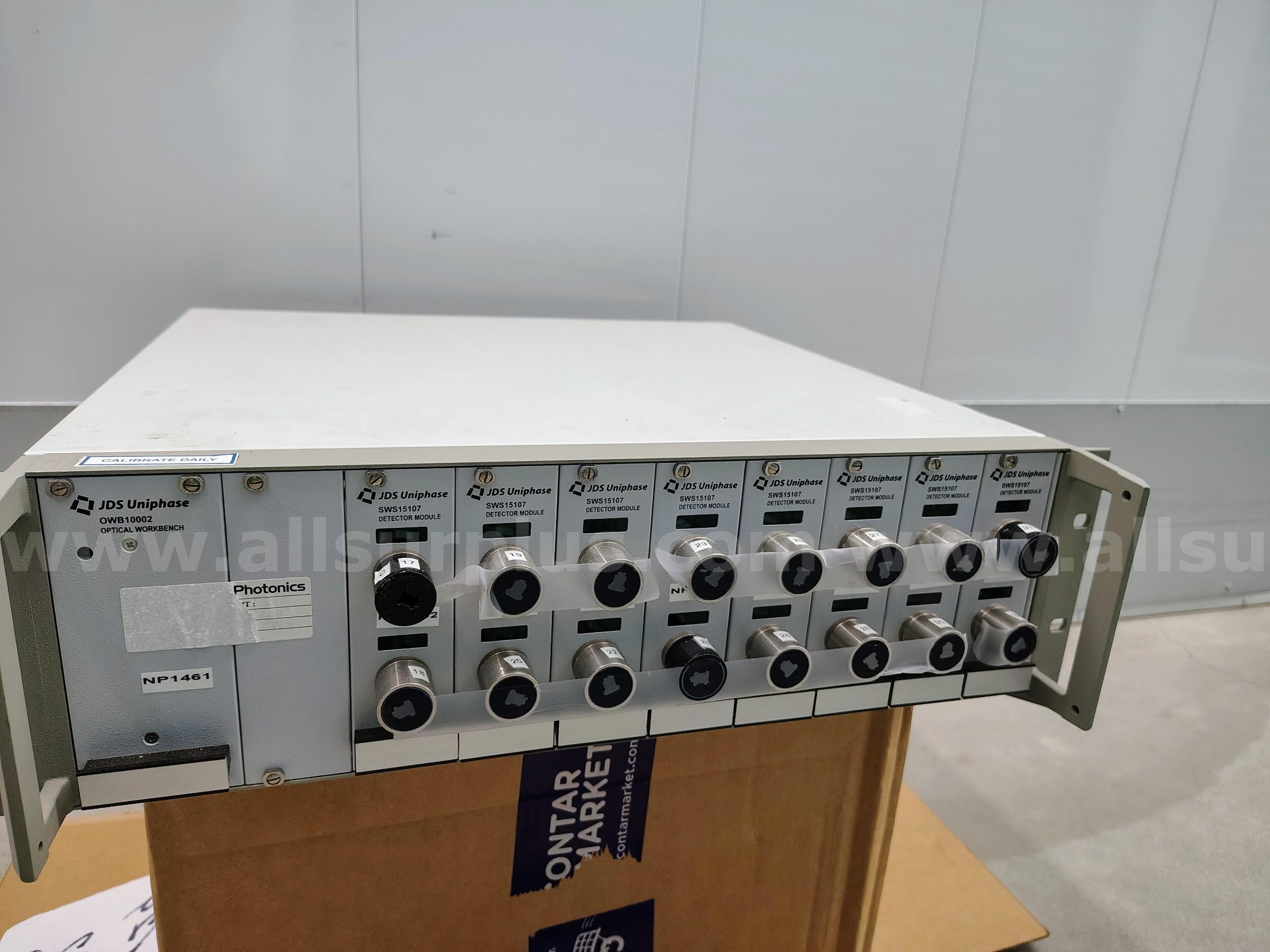1 LOT. 1 JDSU OWB10002 OPTICAL WORKBENCH CHASIS WITH 8 SWS15107 MODULE. JDSU  Government Surplus Auction - Primary Photo