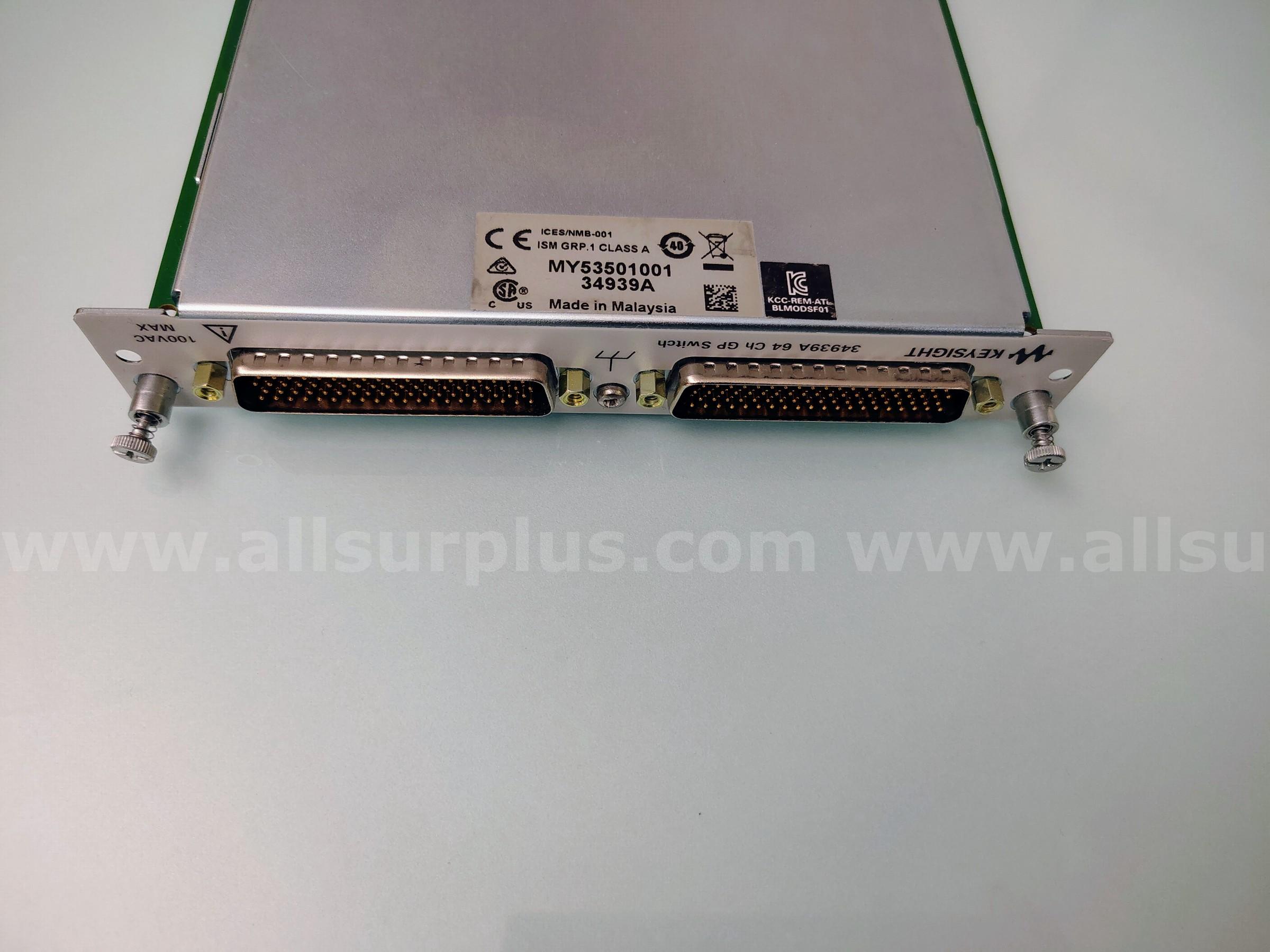 1 LOT Keysight 34939A 64-Channel Form A General Purpose Switch Keysight  Government Surplus Auction - Photo #2
