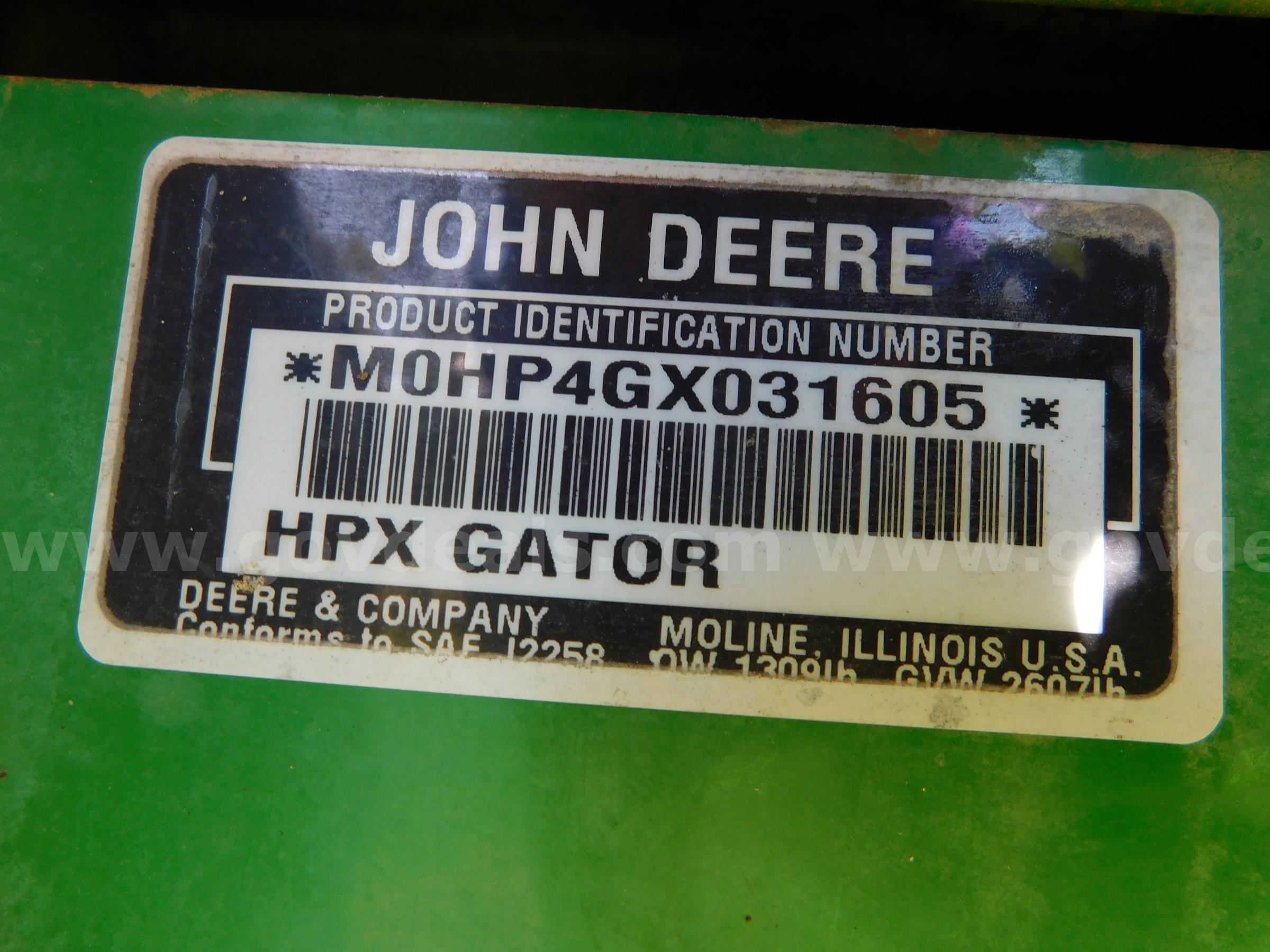 GATOR HPX, JOHN DEERE JOHN DEERE HPX Government Surplus Auction - Photo #2