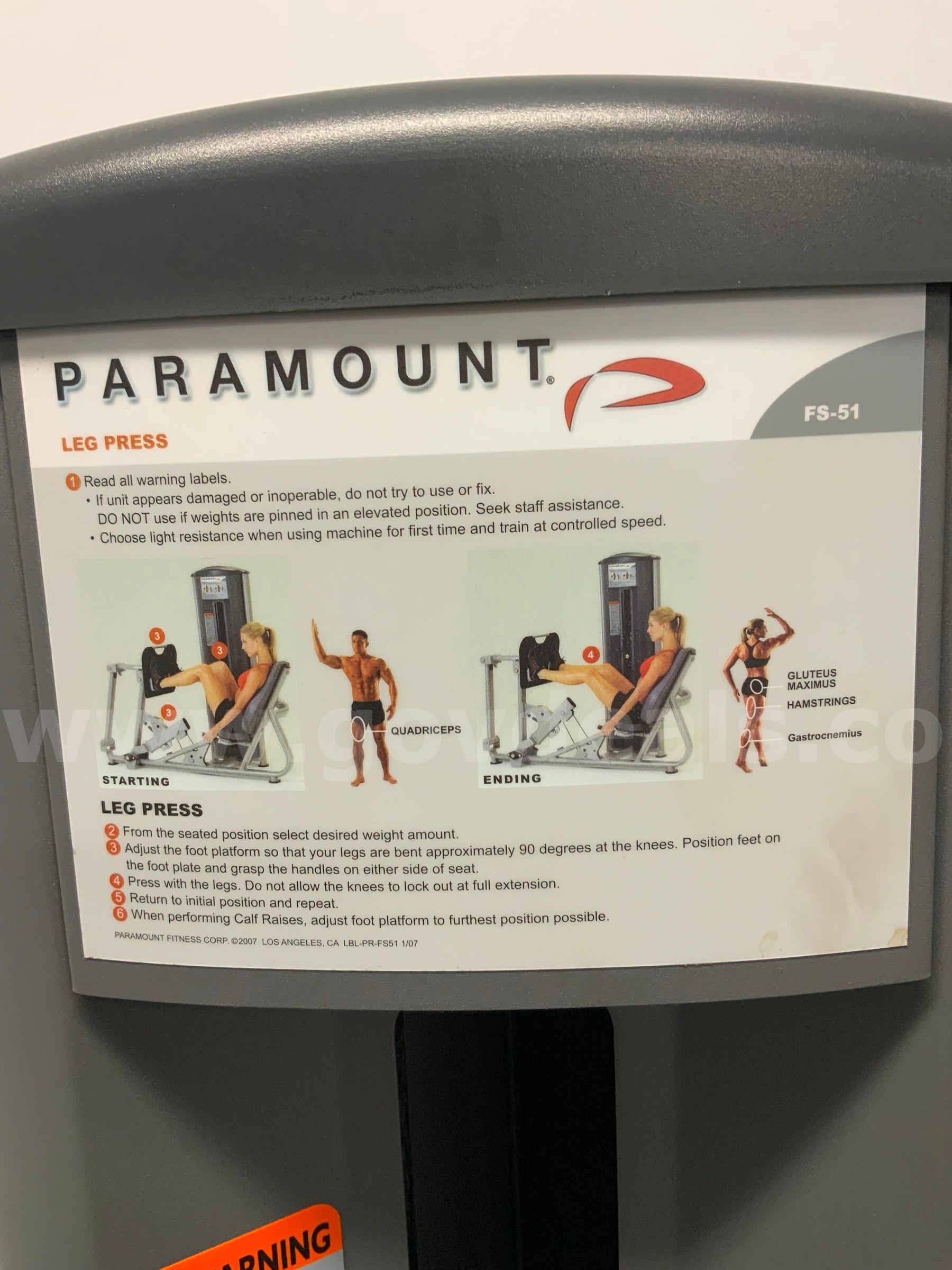 Paramount FS-51 Leg Press Machine Gym Exercise Equipment #R1 Paramount FS-51 Government Surplus Auction - Photo #5