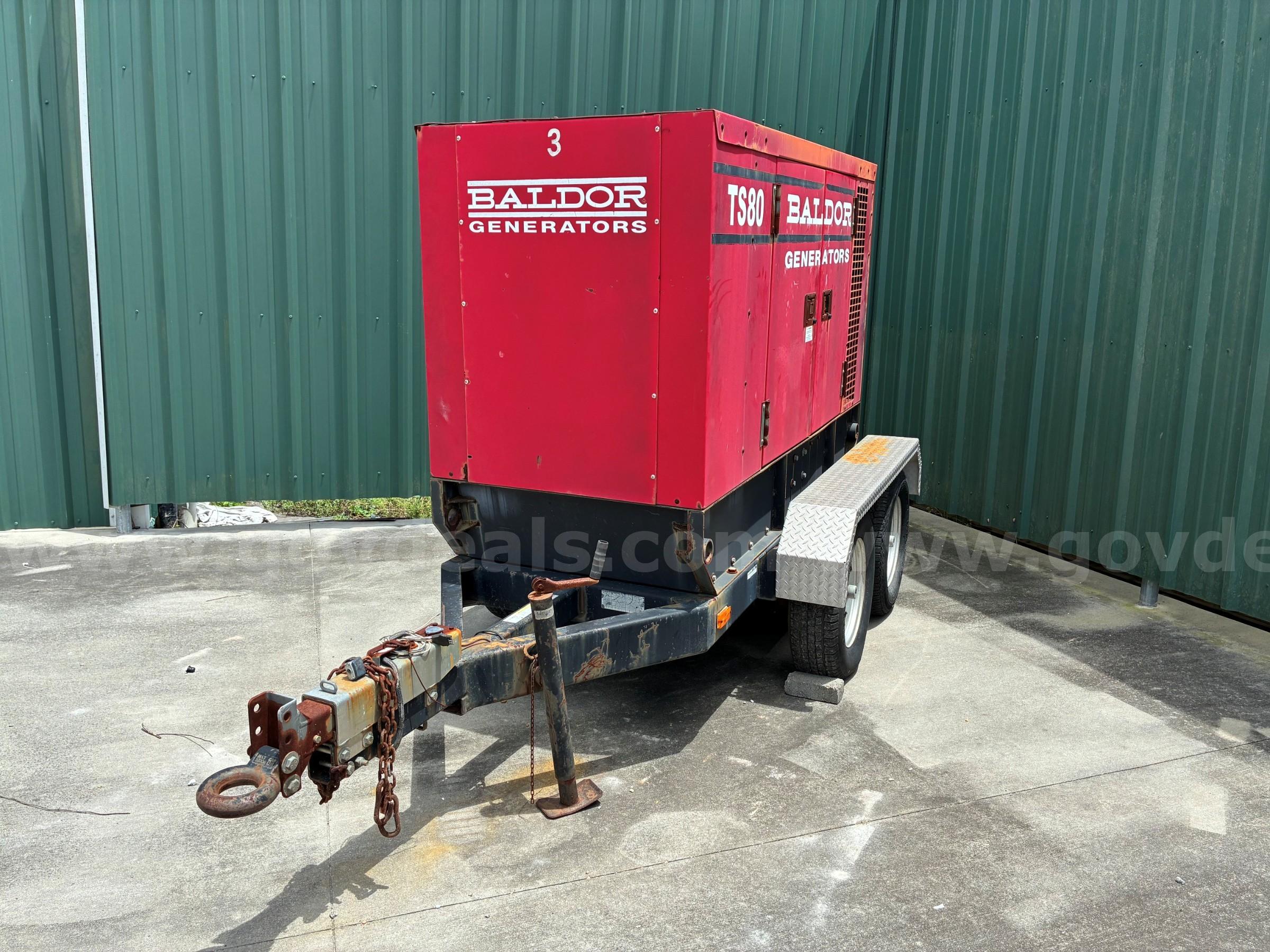 2005 Baldor TS80T Mobile Generator: 65 kW -towable unit powered by a John Deere diesel engin BALDOR TS80D Government Surplus Auction - Photo #2