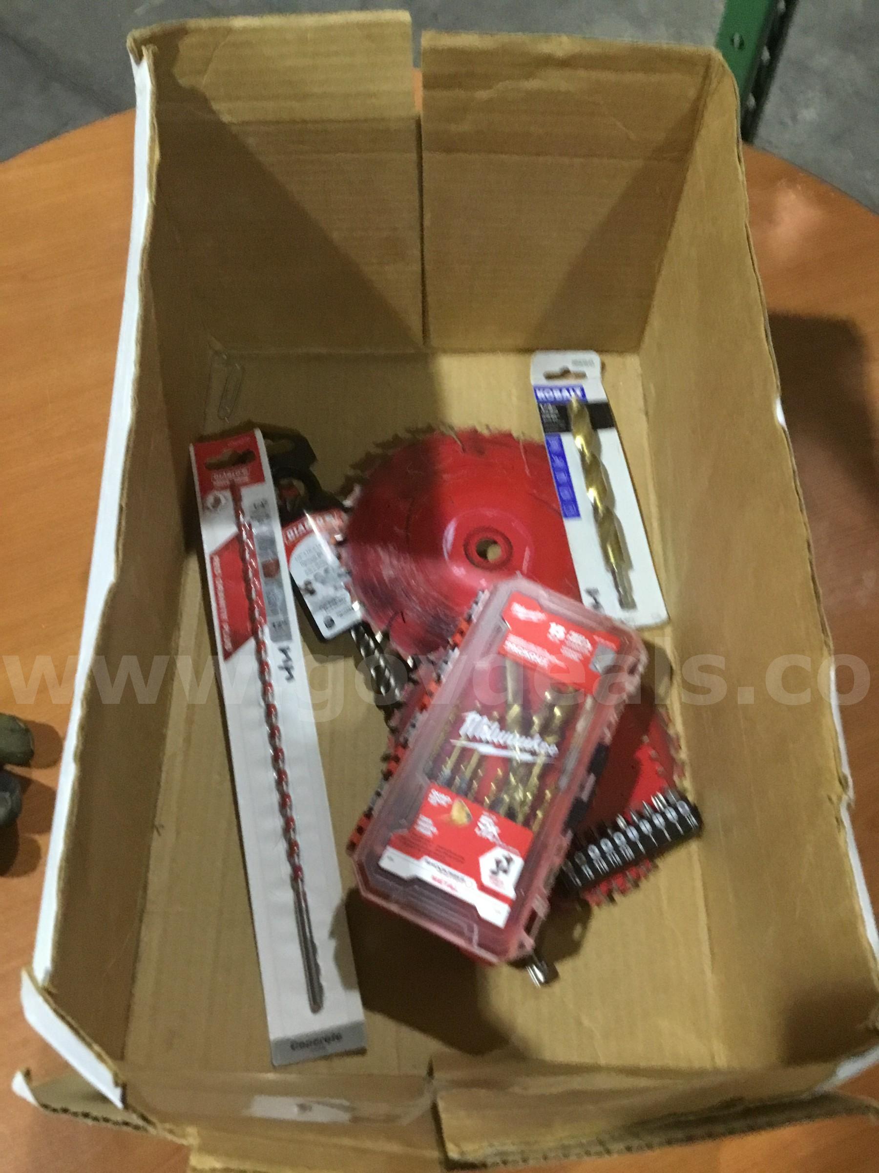 Box of misc drill bits & red diamond cut blades  "DH"   Government Surplus Auction - Photo #4